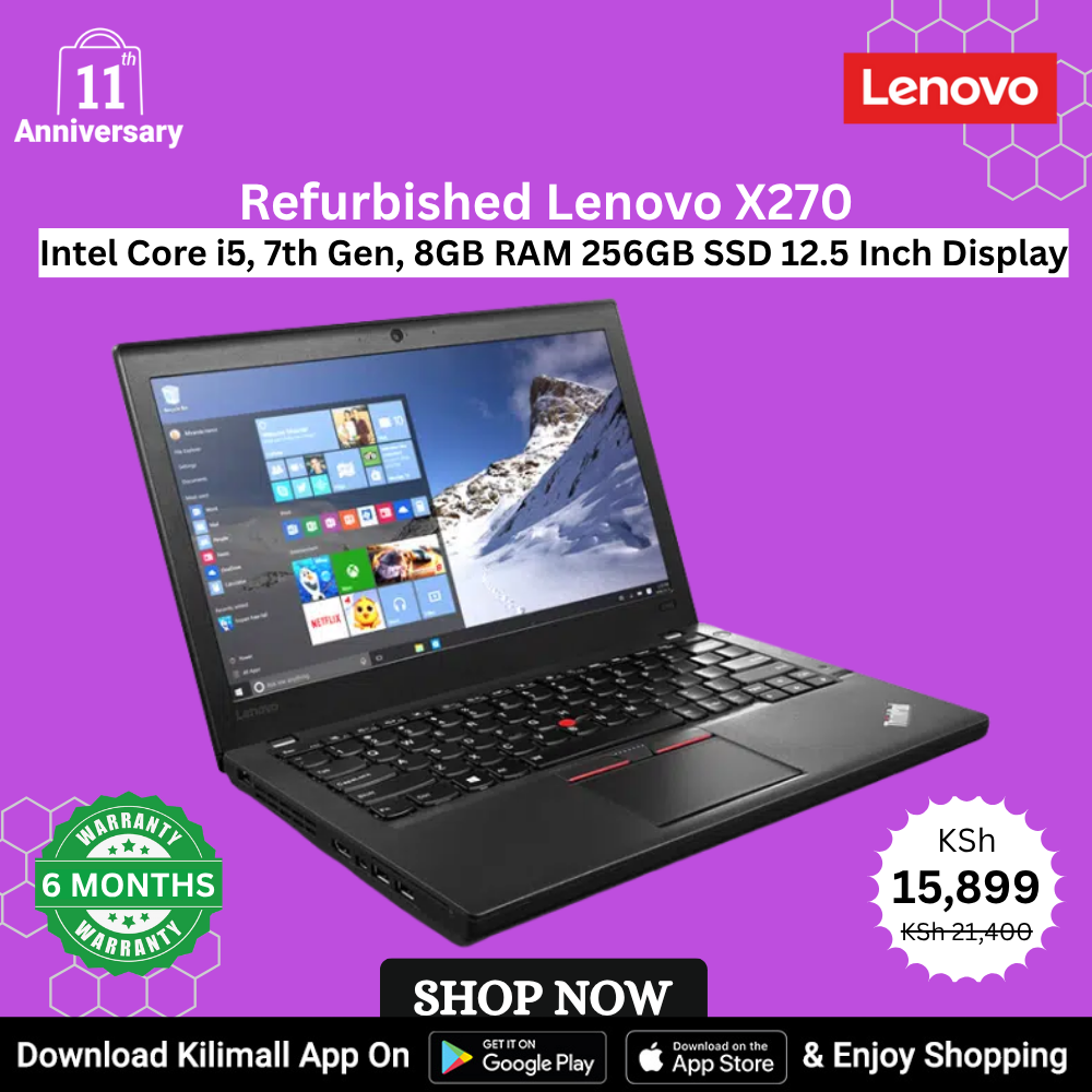 (ANNIVERSARY OFFER) Refurbished Lenovo X270 Ultralight Business Notebook Laptop  Intel Core i5 7th Gen 8GB RAM 256GB SSD 12.5 Inch HD Webcam  Display Portable Fingerprint Reader Gaming Student Laptop