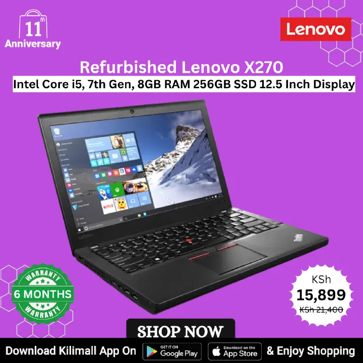 (ANNIVERSARY OFFER) Refurbished Lenovo X270 Ultralight Business Notebook Laptop  Intel Core i5 7th Gen 8GB RAM 256GB SSD 12.5 Inch HD Webcam  Display Portable Fingerprint Reader Gaming Student Laptop