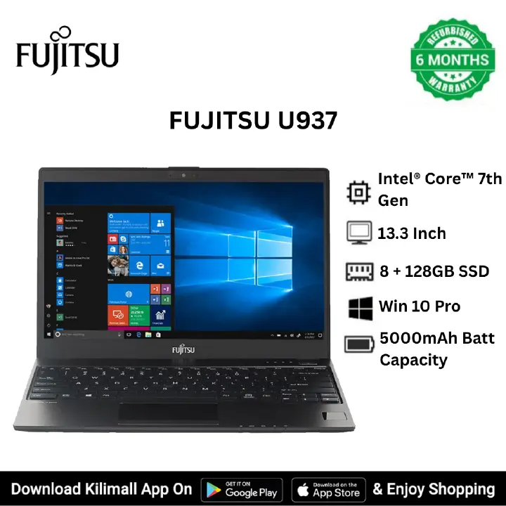 Refurbished Fujitsu U937 UltraPortable Laptop  Intel Celeron 8GB RAM 128GB SSD Lightweight Business Student Notebook HD Webcam Fingerprint Reader Performance Video Editing Graphic