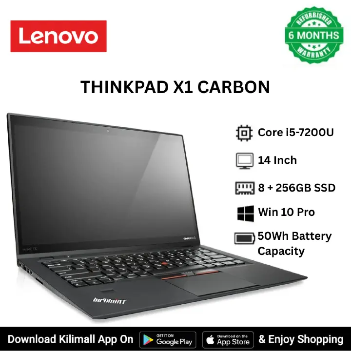 Lenovo ThinkPad X1 Carbon Intel Core i5-7200U @ 2.50GHz 8GB RAM 256GB SSD Ultra-Light Refurbished  laptop  Business Laptop