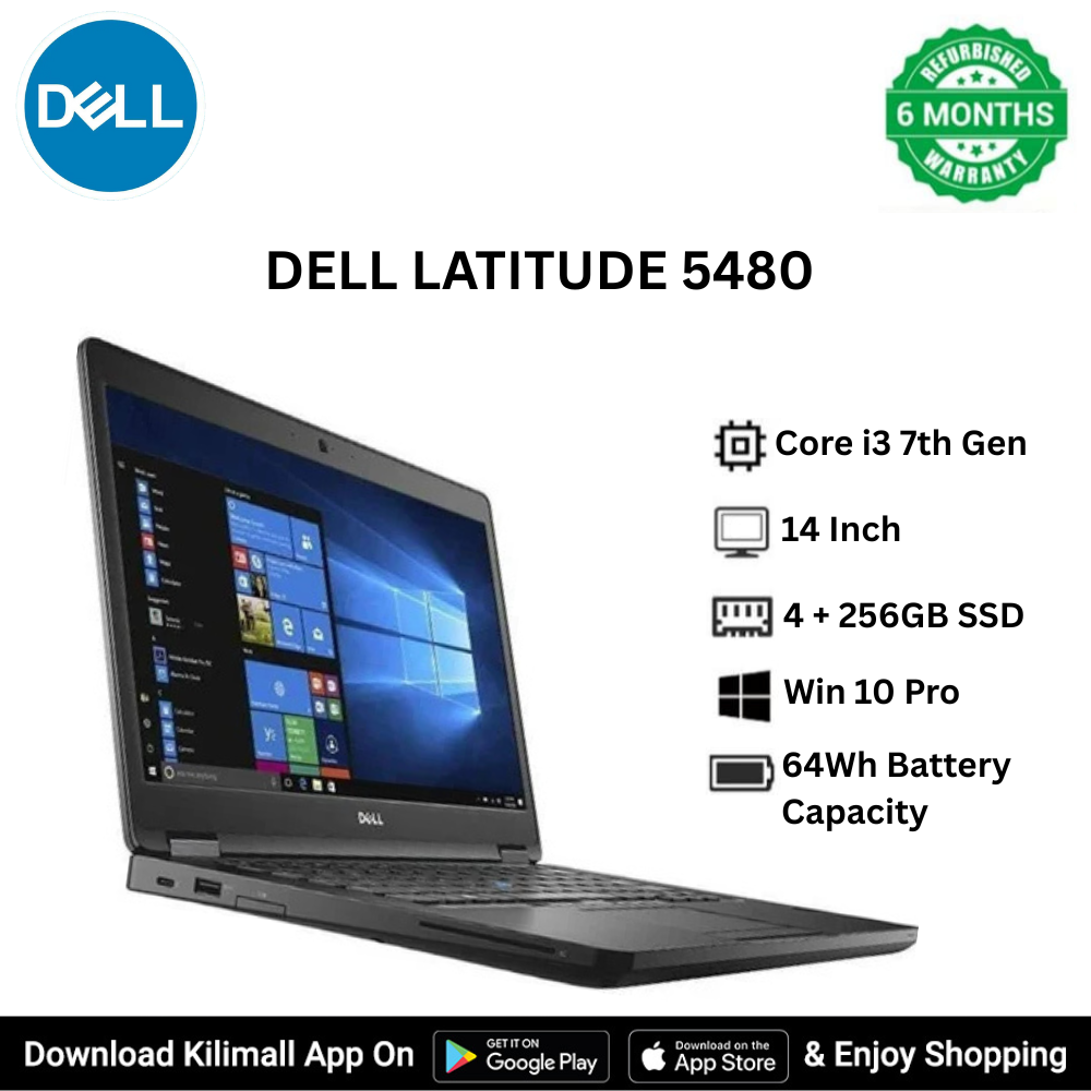 Refurbished DELL Latitude 5480  Intel Core i3 7th Gen 4GB RAM 256GB SSD 14 inch Display Windows 10 Pro Long-Lasting Battery Business Student Laptop Slim Laptop Backlit Keyboard