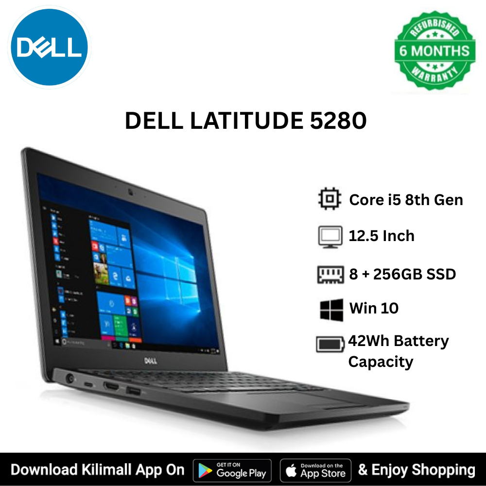 Refurbished  Dell Latitude 5280 Laptop  Intel Core i5 8th Gen 2.7 GHz 8 GB RAM 256GB SSD INSTALLED WINDOWS 10 PRO Fingerprint sensor Student Business Laptop Backlit Keyboard