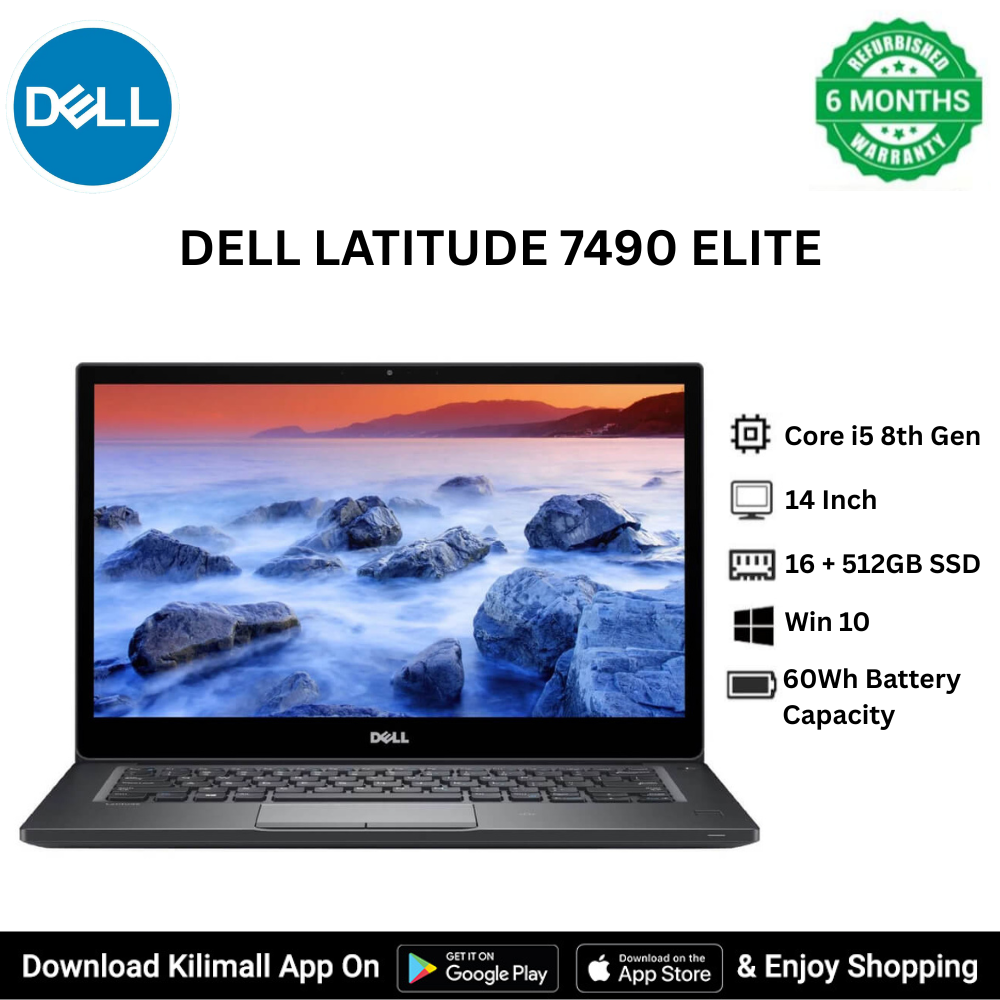 Refurbished Dell Latitude 7490 Elite laptop Intel Core i5 8th Gen 16GB RAM 512GB SSD Laptop With Touchscreen and Backlight Keyboard and Fingerprint reader With Face Recognition 6 Month warranty