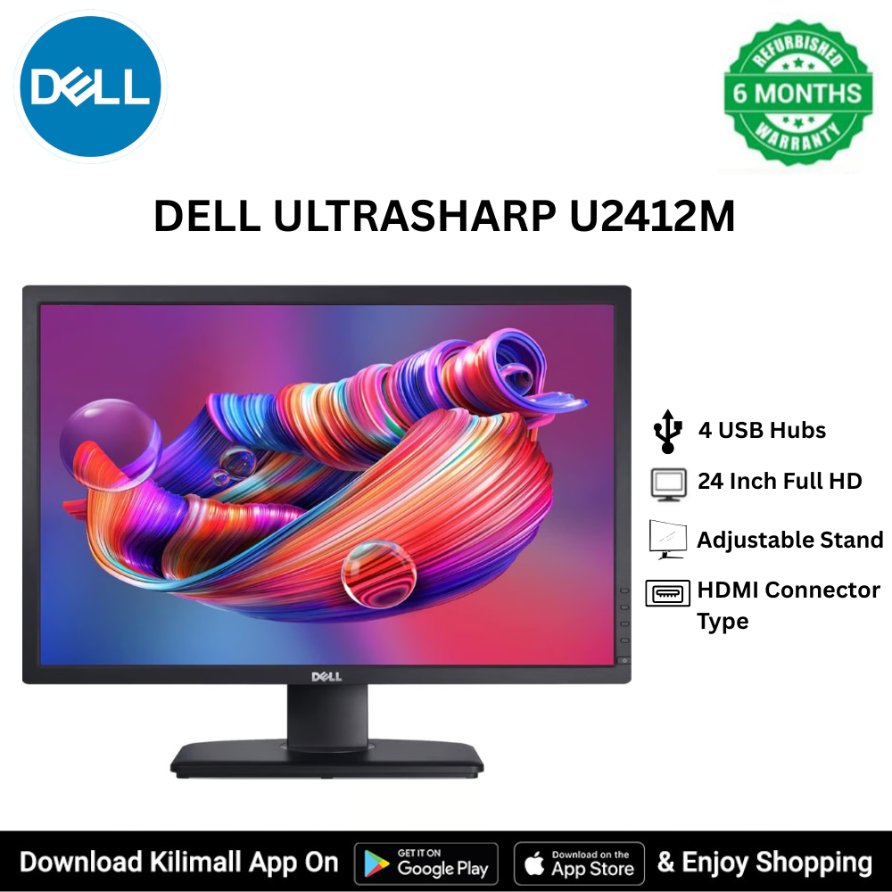Dell UltraSharp U2412M 24-Inch Monitor Full HD 1920x1200 IPS Panel Wide Viewing Angle, Adjustable Stand DisplayPort DVI VGA 4 USB Hubs and Energy Efficient Computer Monitor