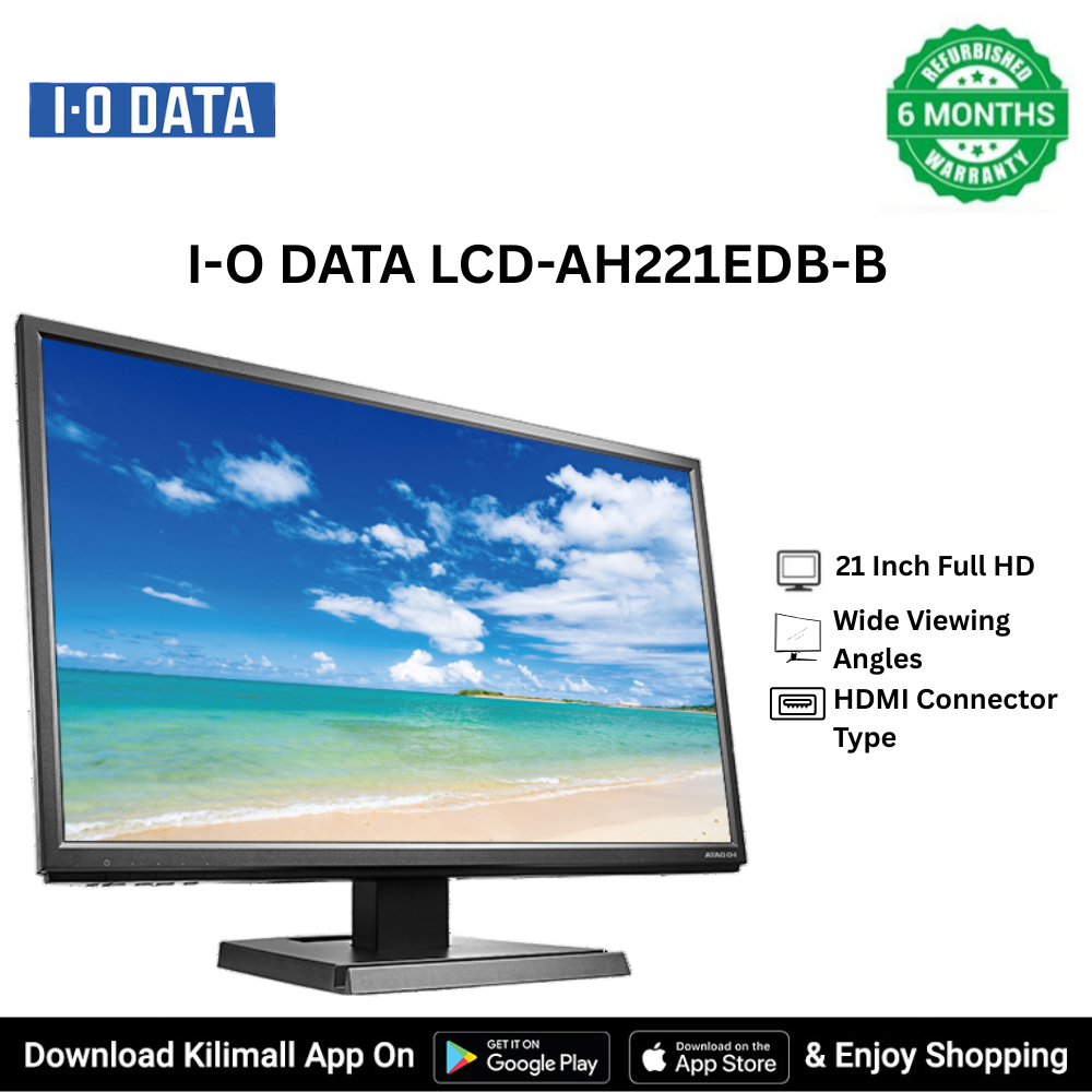 I-O Data LCD-AH221EDB-B  Full HD 21-Inch Monitor with HDMI Connectivity Flicker-Free Technology and Wide Viewing Angles Earphone Port Available computer monitor.