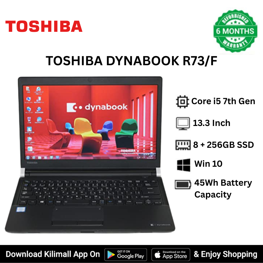 Toshiba Dynabook R73/F Compact Business student Laptop with Intel Core i5-7th Gen 2.30GH 8GB RAM 256GB SSD