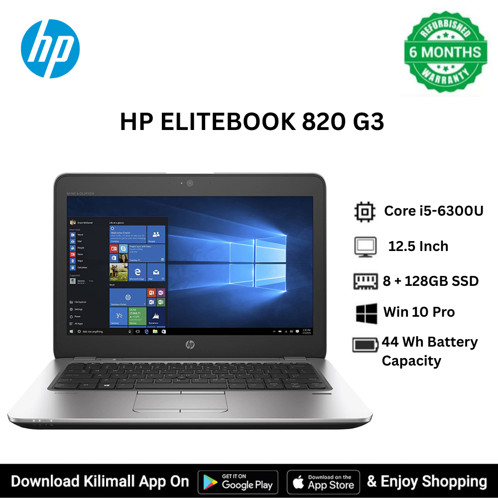 Refurbished HP EliteBook 820 G3 Ultra-Portable Business Student Laptop Ultrabook Intel Core i5-6300U 8GB RAM 256GB SSD 12.5-inch HD Display HD Webcam Windows 10 Pro