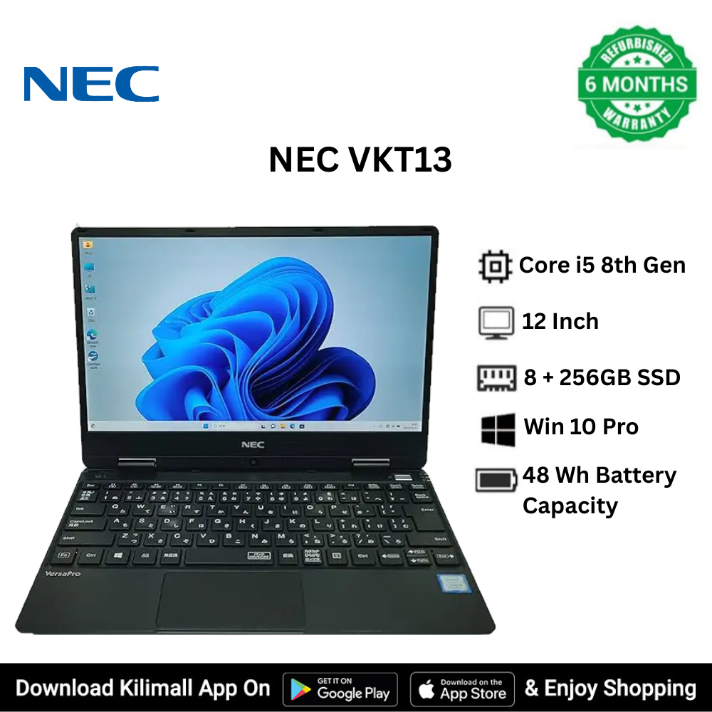 Refurbished NEC VKT13 laptop Intel Core i5 8th Gen 4CPUs 8GB RAM  256 GB SSD 12 inch Display HD Webcam Windows 10 Pro student business laptop fingerprint sensor High Performance