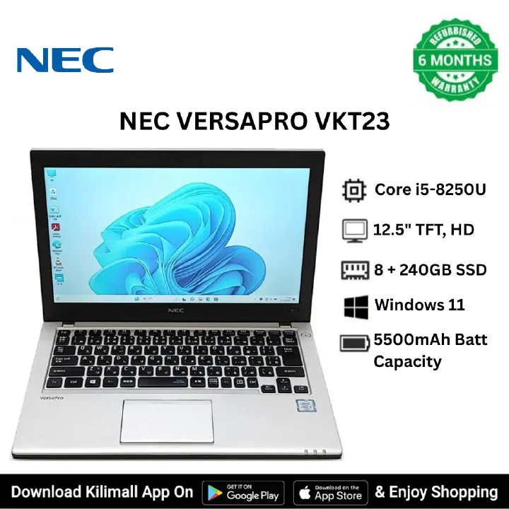 NEC VersaPro VKT23 Series 12.5 Ultra Lightweight Thin 6th Generation CPU Core i5-8250U Windows 11 MS Office H&B 2019 No Initial Setup Required WiFi  Bluetooth HDMI USB-C  LAN Port SD Card