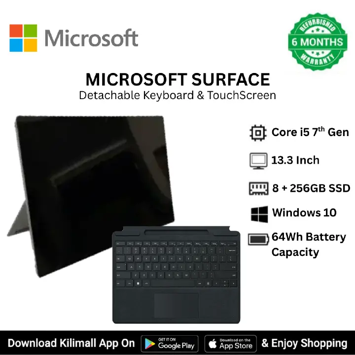 Refurbished Microsoft Surface 2-in-1 Laptop Intel Core i5 8GB RAM 256GB SSD 13.5 inch Touchscreen Windows 10 Pro Slim Portable Detachable Business Laptop High Performance Backlit Keyboard