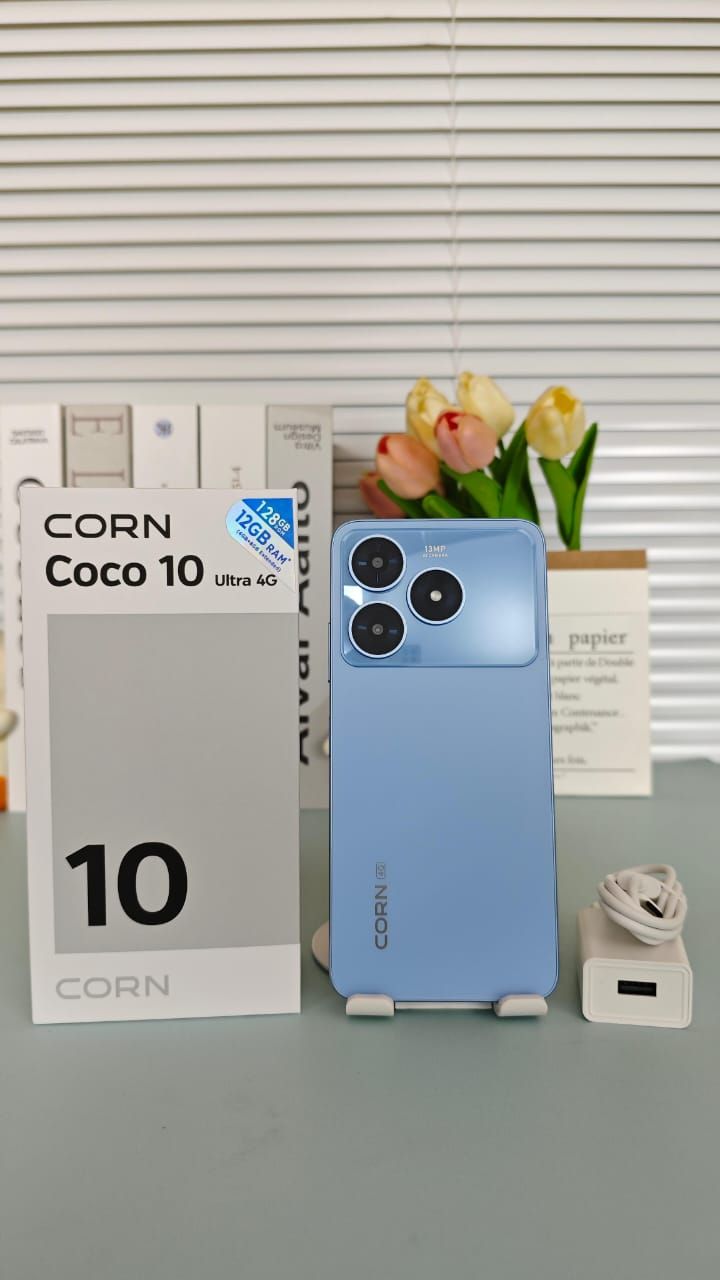 CORN COCO 10 ULTRA 128GB ROM + 12GB RAM (4+8) RAM 6.8' INCH 6.8-inch HD+ Waterdrop screen Display 13MP Main +8MP Front Camera 5000mAh Strong Battery 4G Dual SIM Type-C Fast Charging Android Smartphone