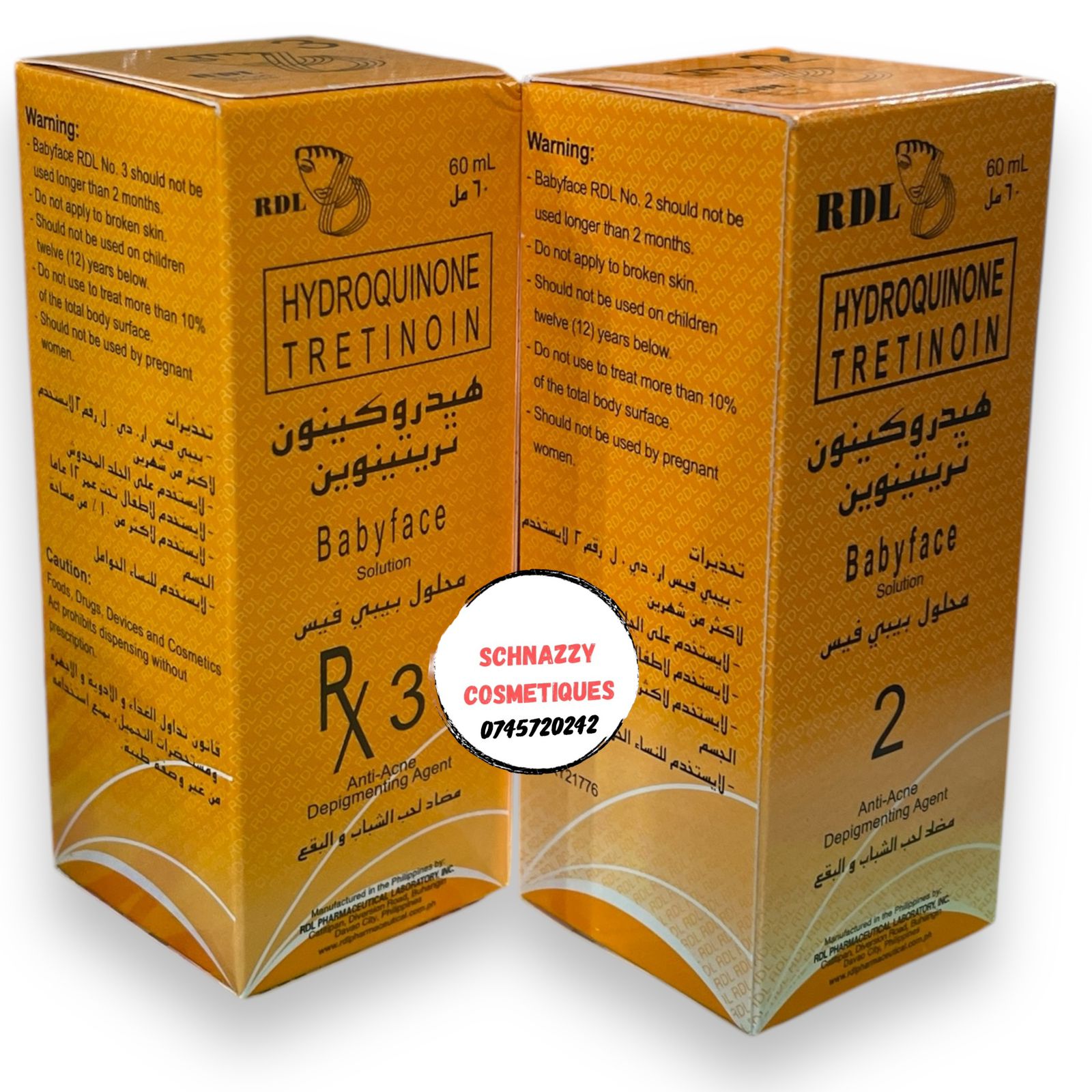 RX2 RX3 Hydroquinone Tretinoin Anti Acne Rdl Babyface Solution For Hyperpigmentation Scars Dark Spots Blemishes Sunburn Dark Circles Blackness Treatment