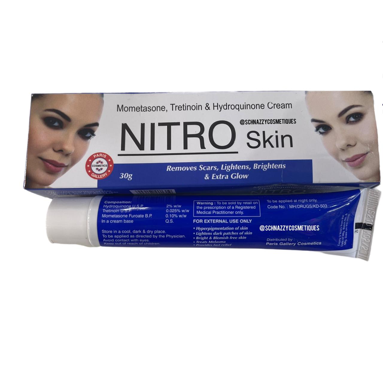 NitroSkin Beauty Cream Nitro Skin Mometasone Tretinoin 0.025% w/w with Hydroquinone 2% w/w for Spots Scars Hyperpigmentation Dark Circles Undereye Blackness Redness Sunburn Brighten Glow