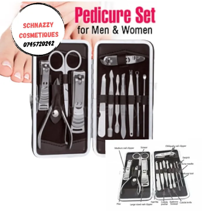 12 Pcs Stainless Steel Nail Clipper Cutter Trimmer Ear Pick Grooming Kit Manicure Pedicure Toe Nail Tools Set With Case
