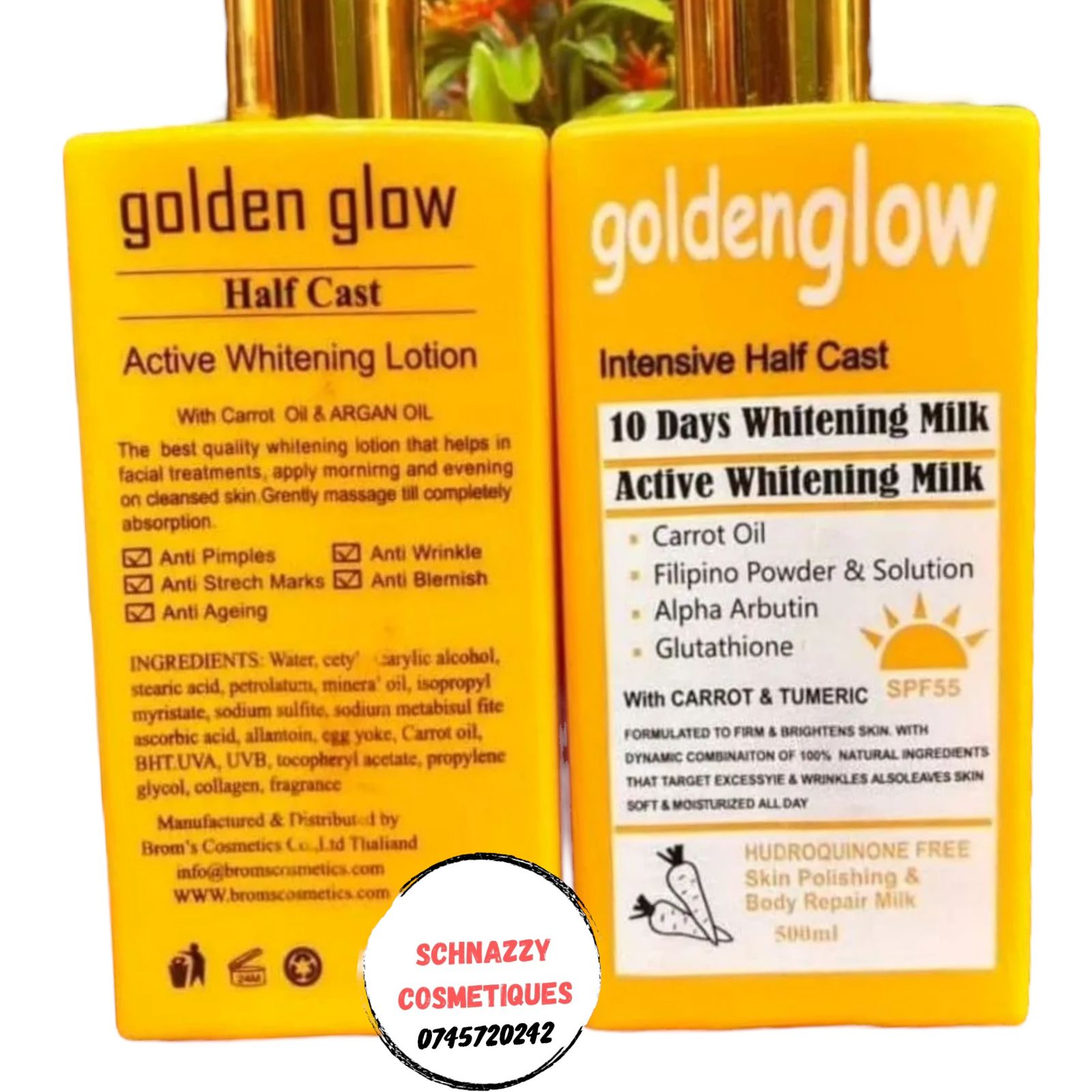 Goldenglow Intensive Half Cast 10 Days Whitening Milk Active Whitening Milk with Carrot oil Filipino Powder & Solution Alpha Arbutin Glutathione Carrot Turmeric Firms Brightens Skin Softens Moisturise