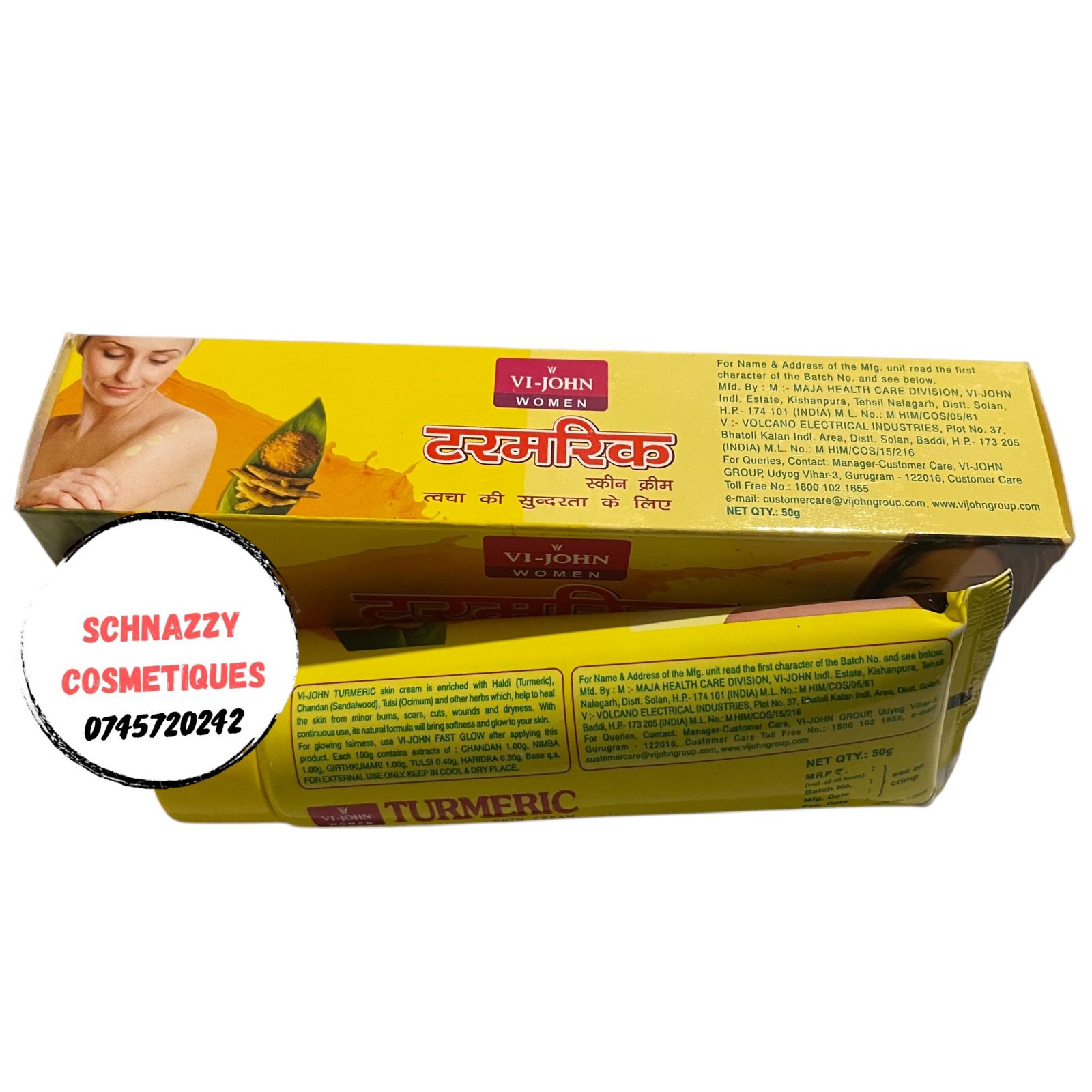 VJ JOHN Turmeric Face Cream for Natural Glow Clear Face Fades Pigmentation Melasma Blemishes Acne Cream