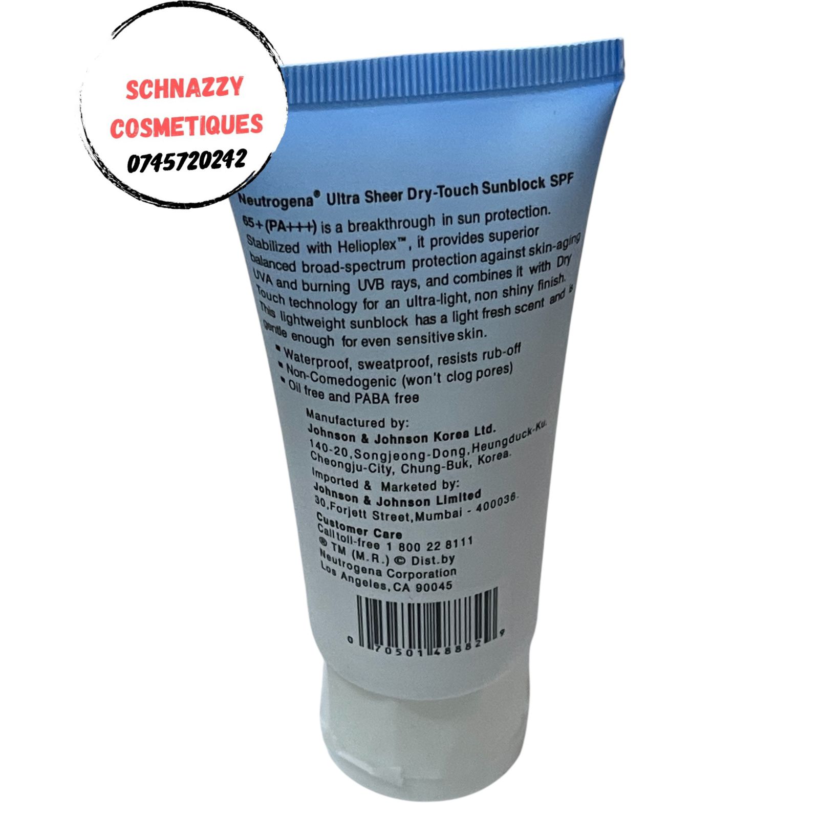 Neutrogena Sunscreen Ultra Sheer Drytouch SPF Lightweight Leaves No White Cast Hydrating Moisturising Sunprotection Cream Suits Sensitive Skin UVA/B Sunrays Blockage Reduce Sunburn Reveal Healthy Skin