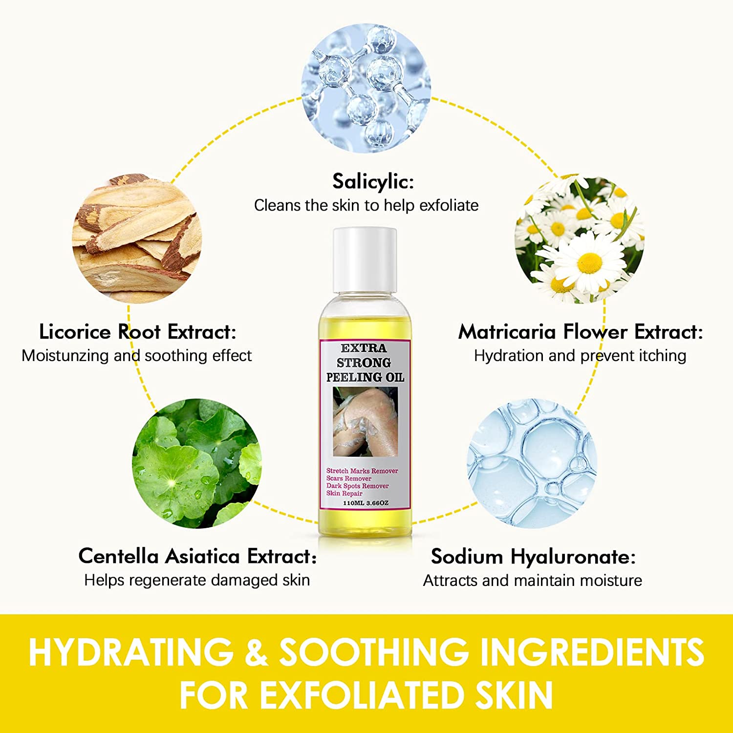 Yellow Peeling Oil Dark Knuckle Treatment Gentle Chemical Peeling Oil Brighten Elbows Knees Hands Melanin Even Skin Tone Brighten Dark Dull Hands Feet and Skin