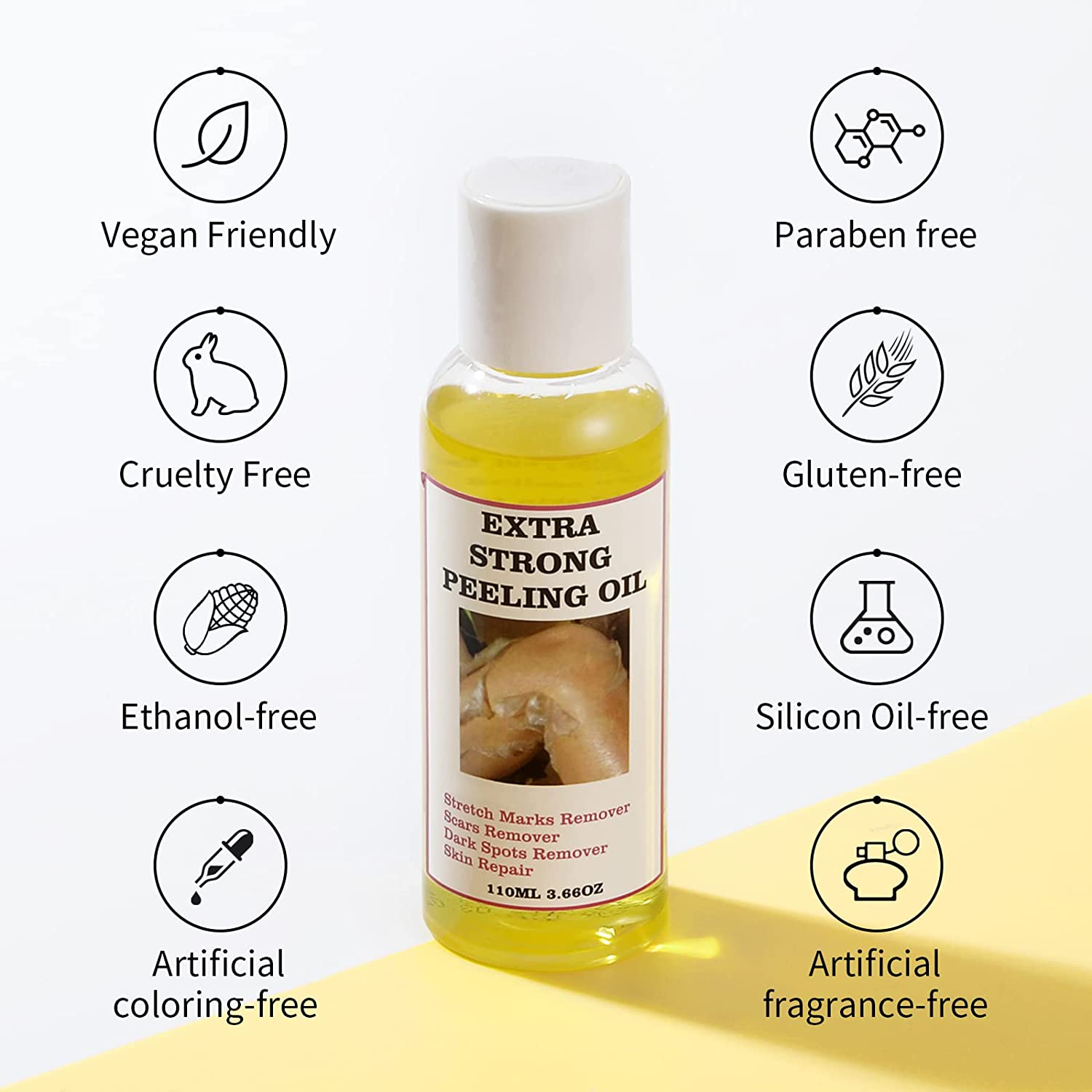 Yellow Peeling Oil Dark Knuckle Treatment Gentle Chemical Peeling Oil Brighten Elbows Knees Hands Melanin Even Skin Tone Brighten Dark Dull Hands Feet and Skin