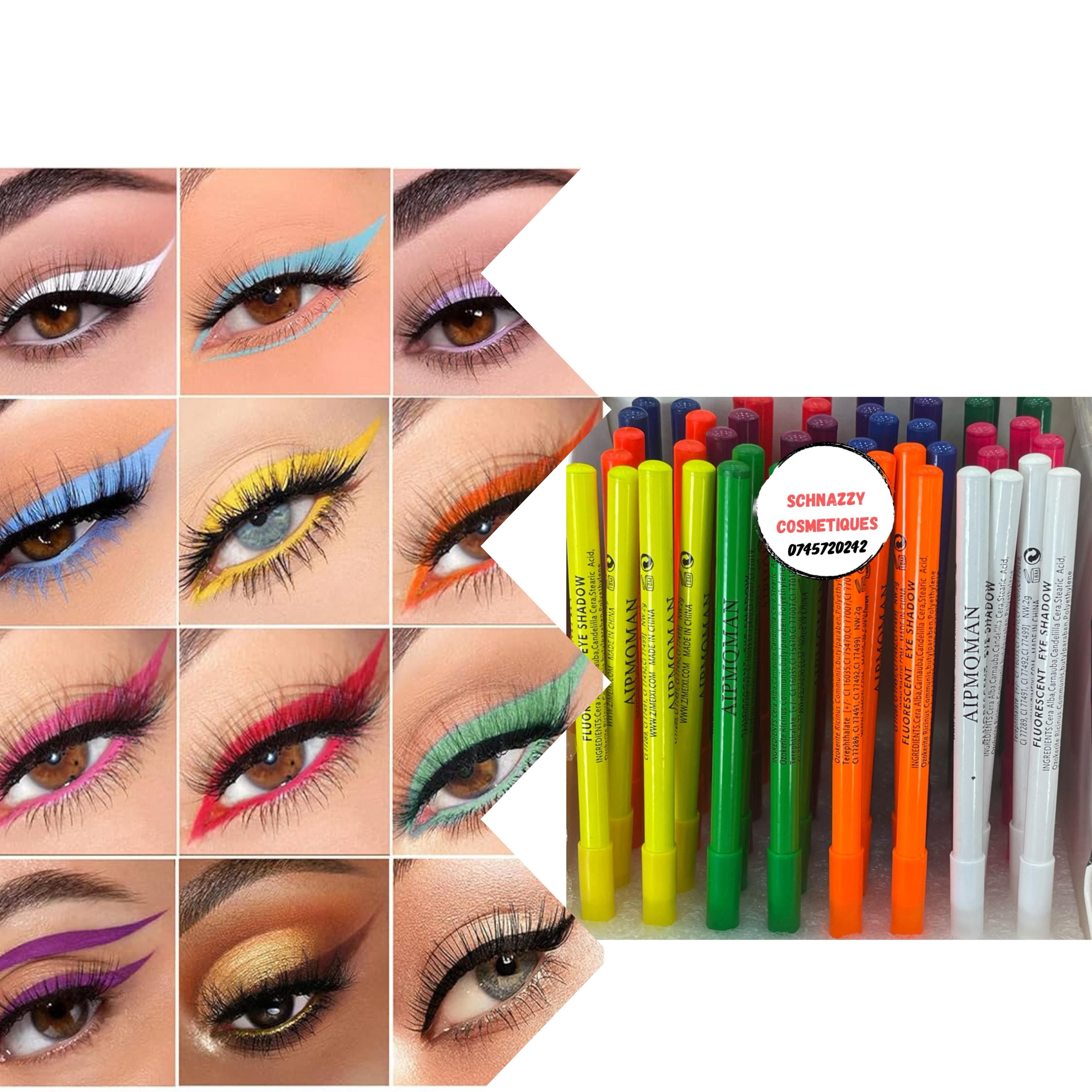 4pcs Neon Eyeliner Eyepencil Trendy Chic Retro Makeup 4pcs Neon Eyeliner Eyepencil Trendy Chic Retro Makeup Cat Eye Winged Eyeliner Neon Colors Eyeshadow MUA Make Up School Artist Photography