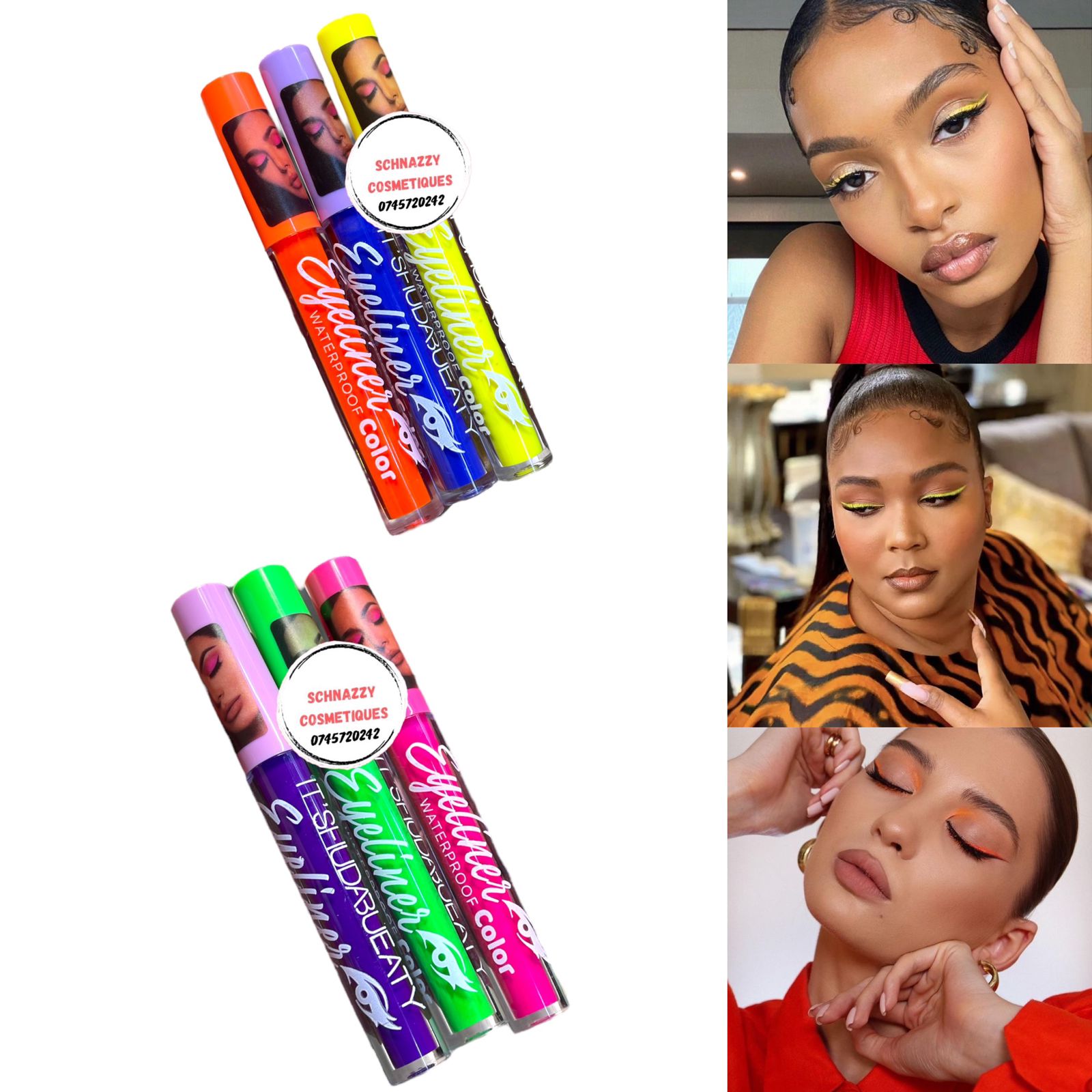 3pcs Neon Eyeliner Eyepencil Trendy Chic Retro Makeup 3pcs Neon Eyeliner Eyepencil Trendy Chic Retro Makeup Cat Eye Winged Eyeliner Neon Colors Eyeshadow MUA Make Up School Artist Photography