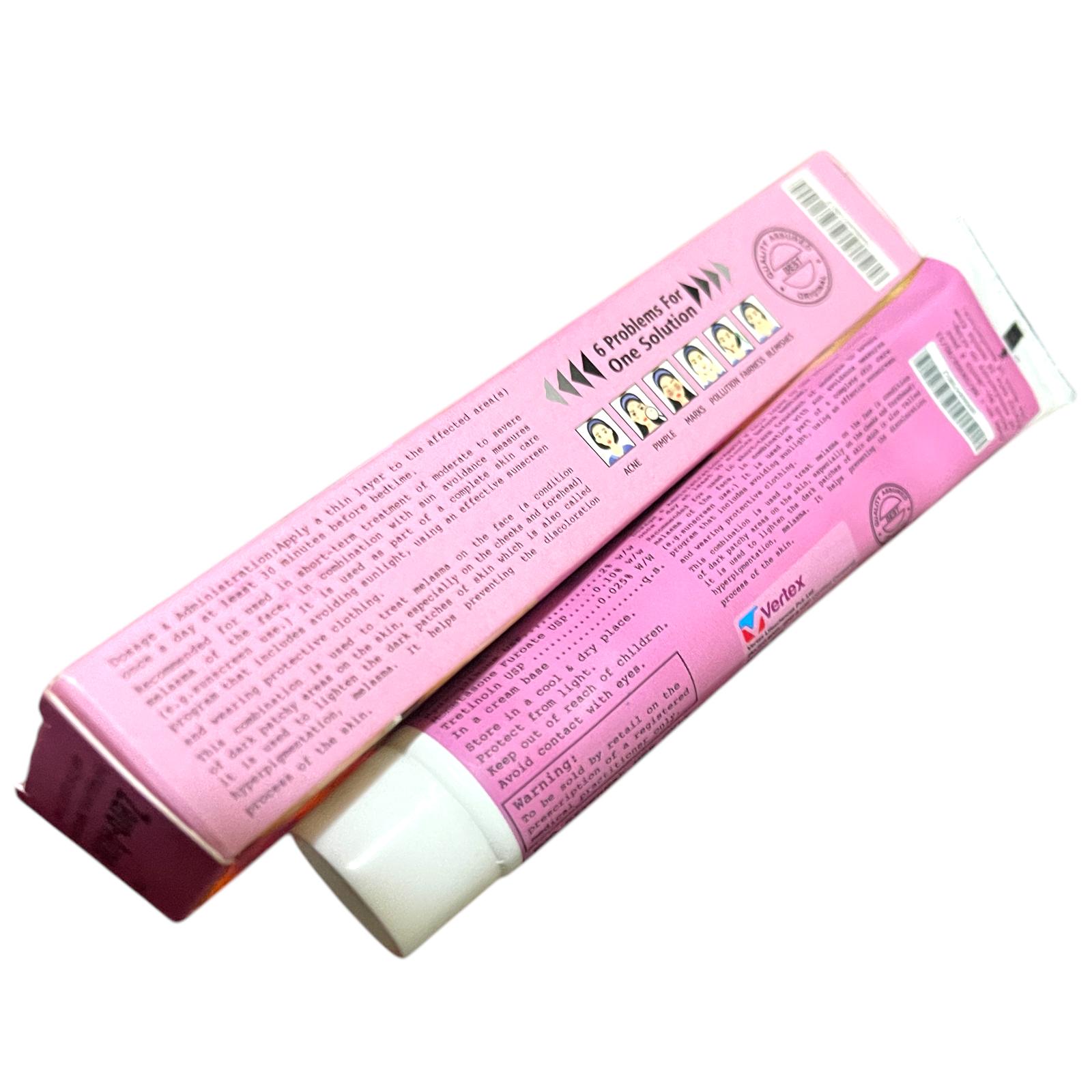ZERO-ACNE Hydroquinone Mometasone and Tretinoin Cream 6 Problems in 1 Solution : Acne Pimple Marks Pollution Fairness Blemishes 30gms Apply Daily at Bedtime Short Term Treatment Melasma Discolorations
