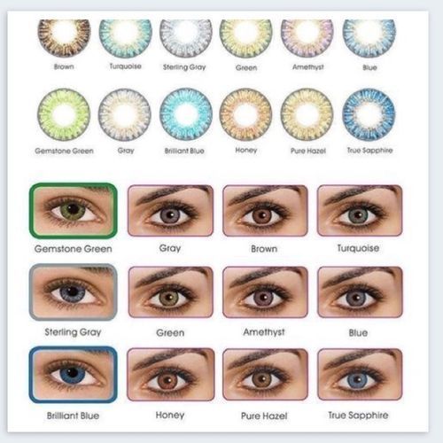 1 Pair Beauty Eye Contact Lens Set (7 Items in Box) Lens Color Blends Eye Contacts (Blue Green Grey Brown Honey Turquoise Amethyst Pure Hazel True Sapphire Sterling Gray Brilliant Blue Gemstone Green)