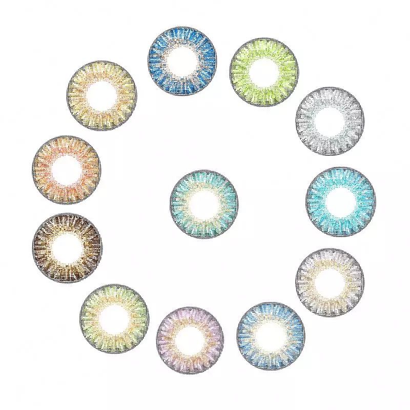 1 Pair Beauty Eye Contact Lens Set (7 Items in Box) Lens Color Blends Eye Contacts (Blue Green Grey Brown Honey Turquoise Amethyst Pure Hazel True Sapphire Sterling Gray Brilliant Blue Gemstone Green)