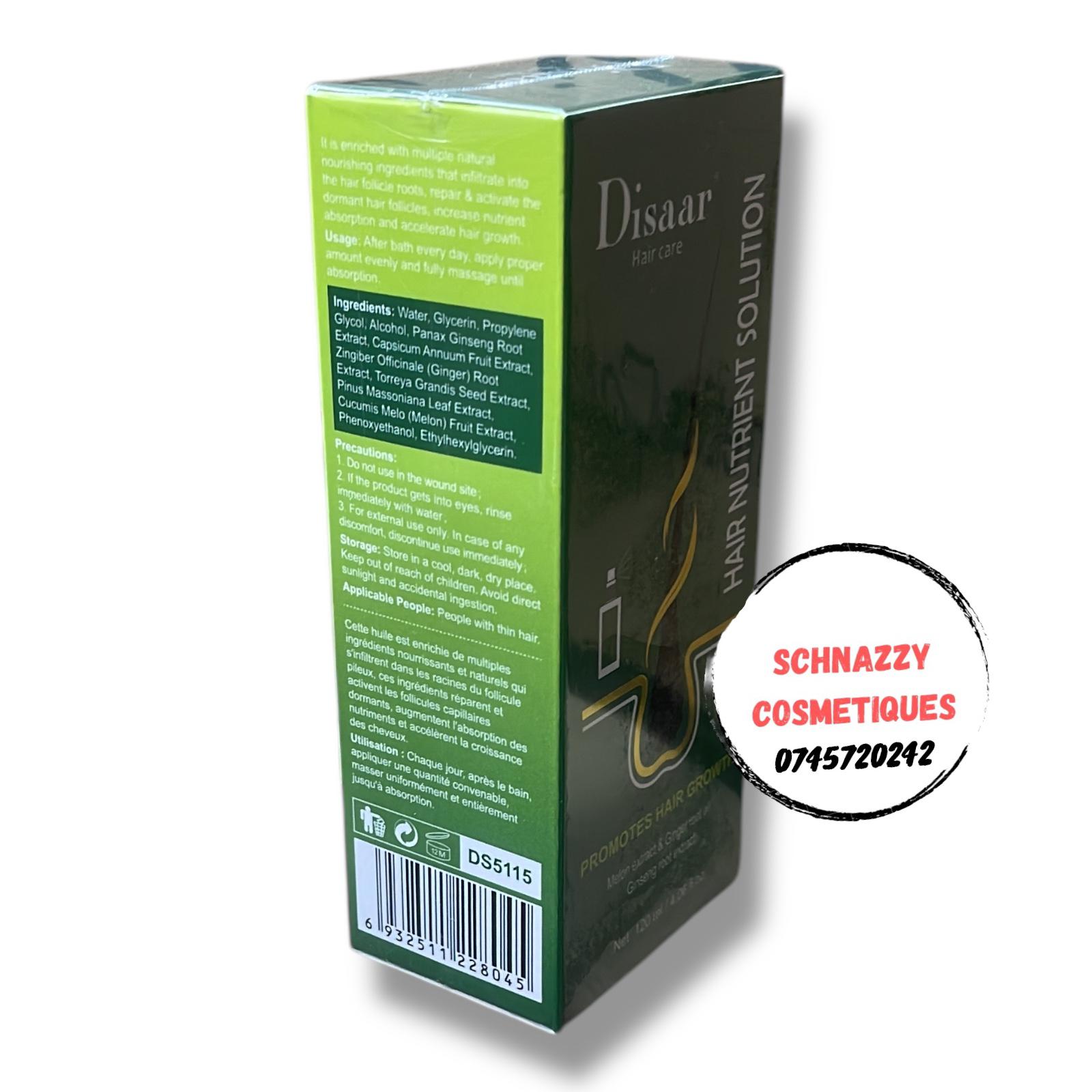 Disaar Hair Care Hair Nutrient Solution Promotes Hair Growth Neo Hair Growth Lotion 100% Natural Treatment 120ml with Melon Extract and Ginger Root Oil