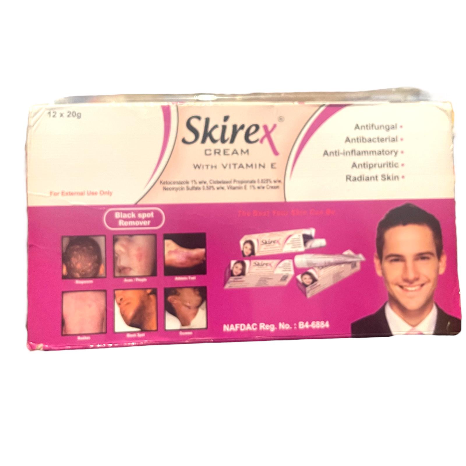 SKIREX Cream with Vitamin E Acne Pimple Marks Pollution Fairness Blemishes 30gms Apply Daily at Bedtime Short Term Treatment Melasma Discolorations