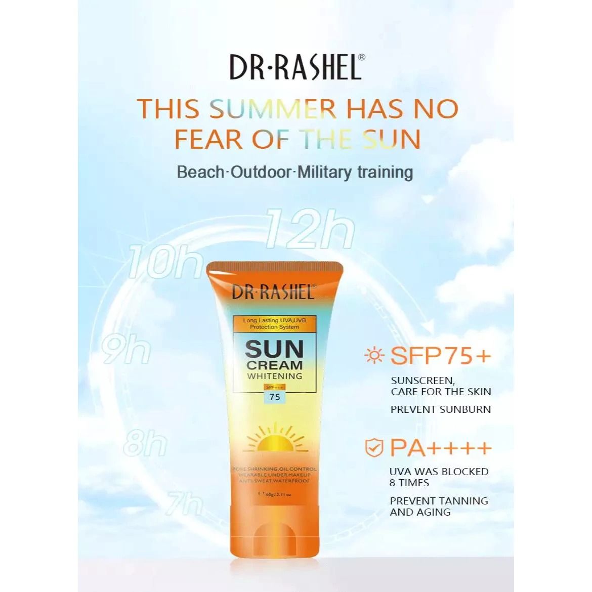Dr. Rashel Sunscreen Sunblock Sun Cream Prevent Sunburn Block Sun Damage Tanning Aging for Outdoors Beach Sun Exposure SPF 75 PA+++
