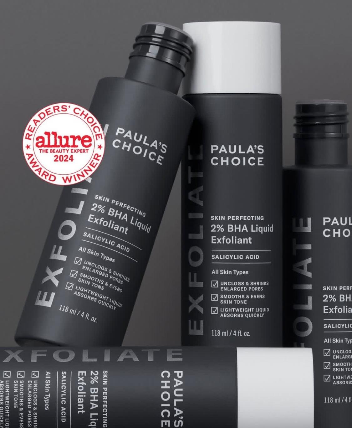 Paula's Choice Skin Perfecting 2% BHA Salicylic Acid Soothing Green Tea Fast absorbing removes dead skin cells and fights Breakouts, Blackheads, Reduce enlarged pores, Dull skin Quickly calms redness