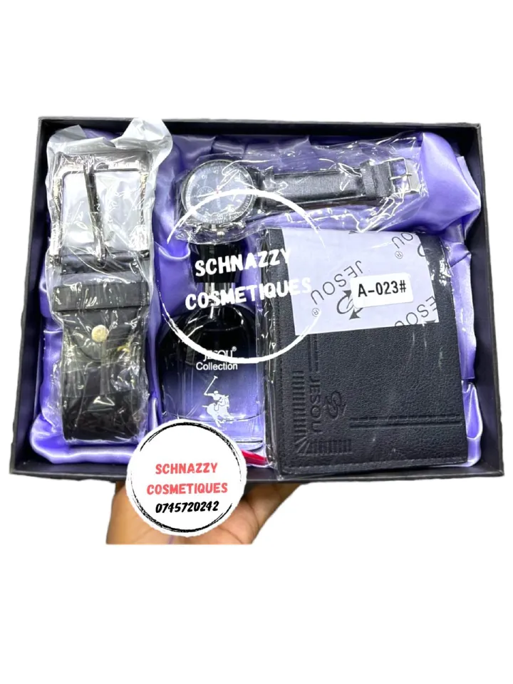 Limited Sale JESOU Classic Men Luxury Gift Set Sunglasses + Belt + Watch + Wallet + Keychain Man Gift Dad Gift Husband Gift Boyfriend Gift Male Gift Christmas Men Valentines Gifts Father Gift