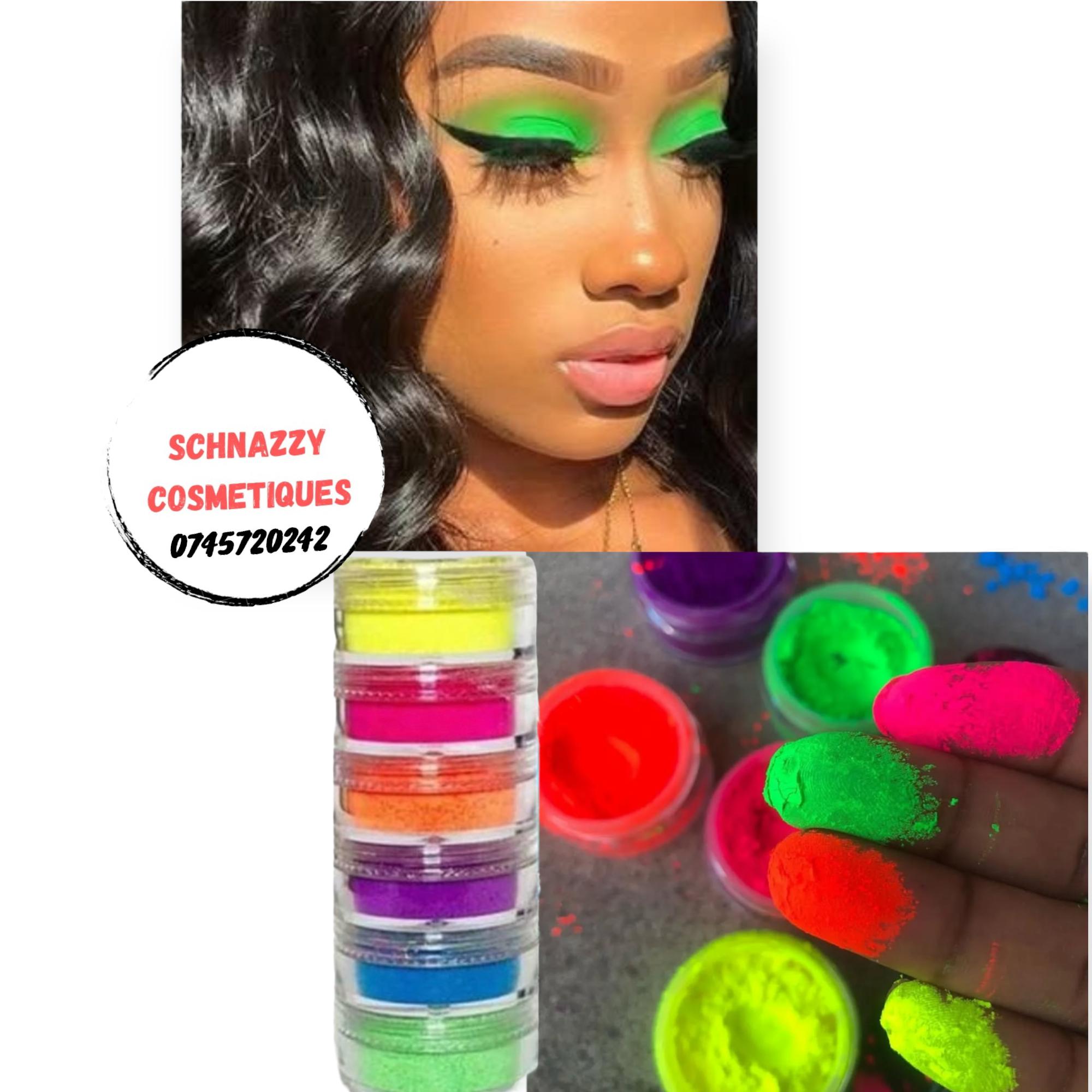 6pcs Neon Powder Eyeshadow Eyeliner Multipurpose Neon Colors Mica Nail Powder Neon Eyeshadow Versatile Use