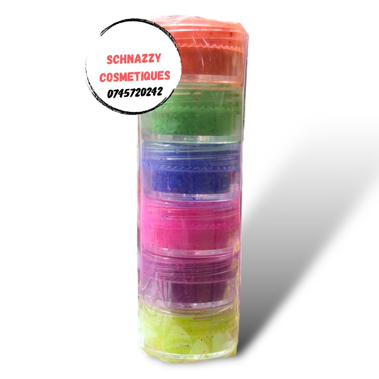 6pcs Neon Powder Eyeshadow Eyeliner Multipurpose Neon Colors Mica Nail Powder Neon Eyeshadow Versatile Use