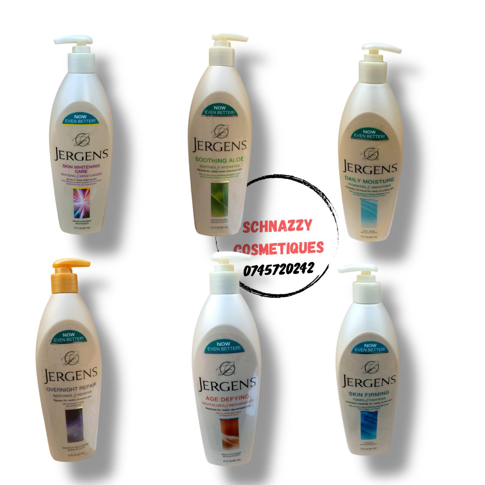 Jergens Body Lotion 621ml ( Age Defying Skin Firming Papaya Honey Soothing Aloe Skin Whitening Care Overnight Repair Natural Glow Daily Moisture Shea Butter Hydrating Coconut)