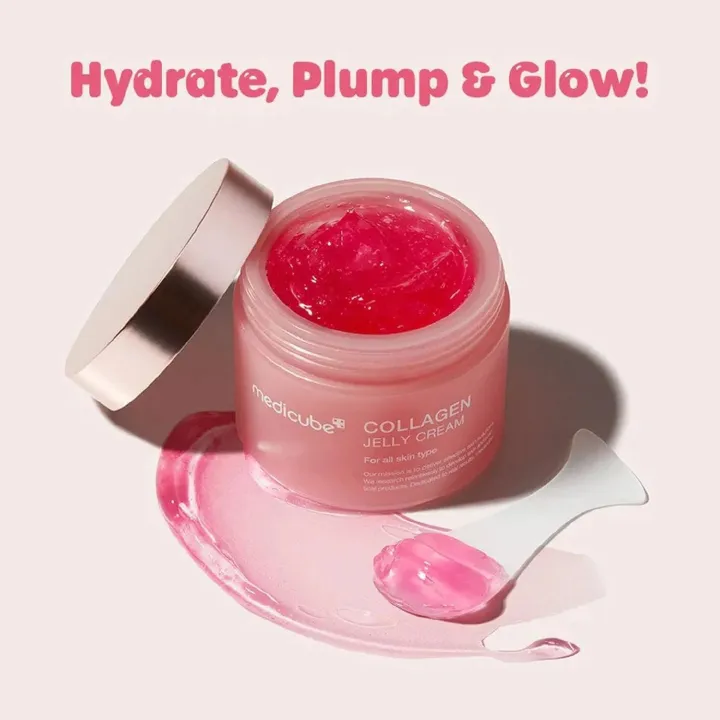 New Trending Viral MEDICUBE COLLAGEN JELLY CREAM with Niacinamide and Squalane Soluble Hydrolyzed Collagen Face Cream Better Absorption and Deeper Penetration for Even Radiant Hydrated Glass Skin Glow