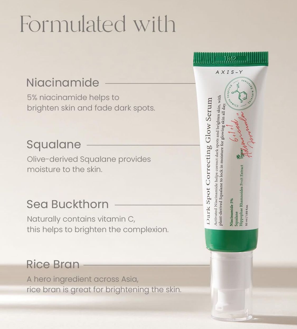 AXIS-Y Dark Spot Correcting Glow Activated Niacinamide Treats Hyperpigmentation Brightens Improves Uneven Skin Tone Squalane to Retain Skin Moisture ( AXIS Y CREAM AXIS Y SERUM)