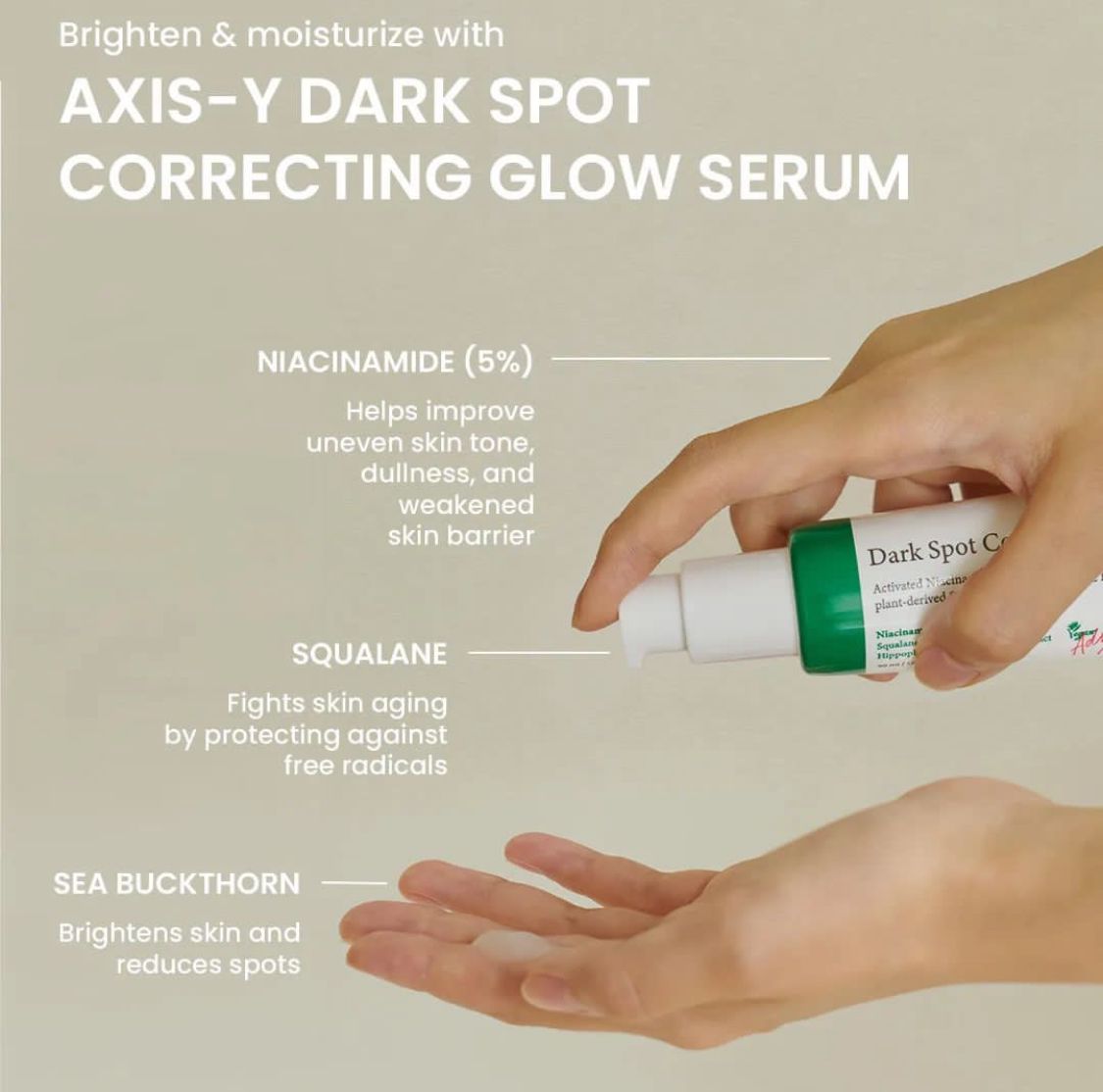 AXIS-Y Dark Spot Correcting Glow Activated Niacinamide Treats Hyperpigmentation Brightens Improves Uneven Skin Tone Squalane to Retain Skin Moisture ( AXIS Y CREAM AXIS Y SERUM)