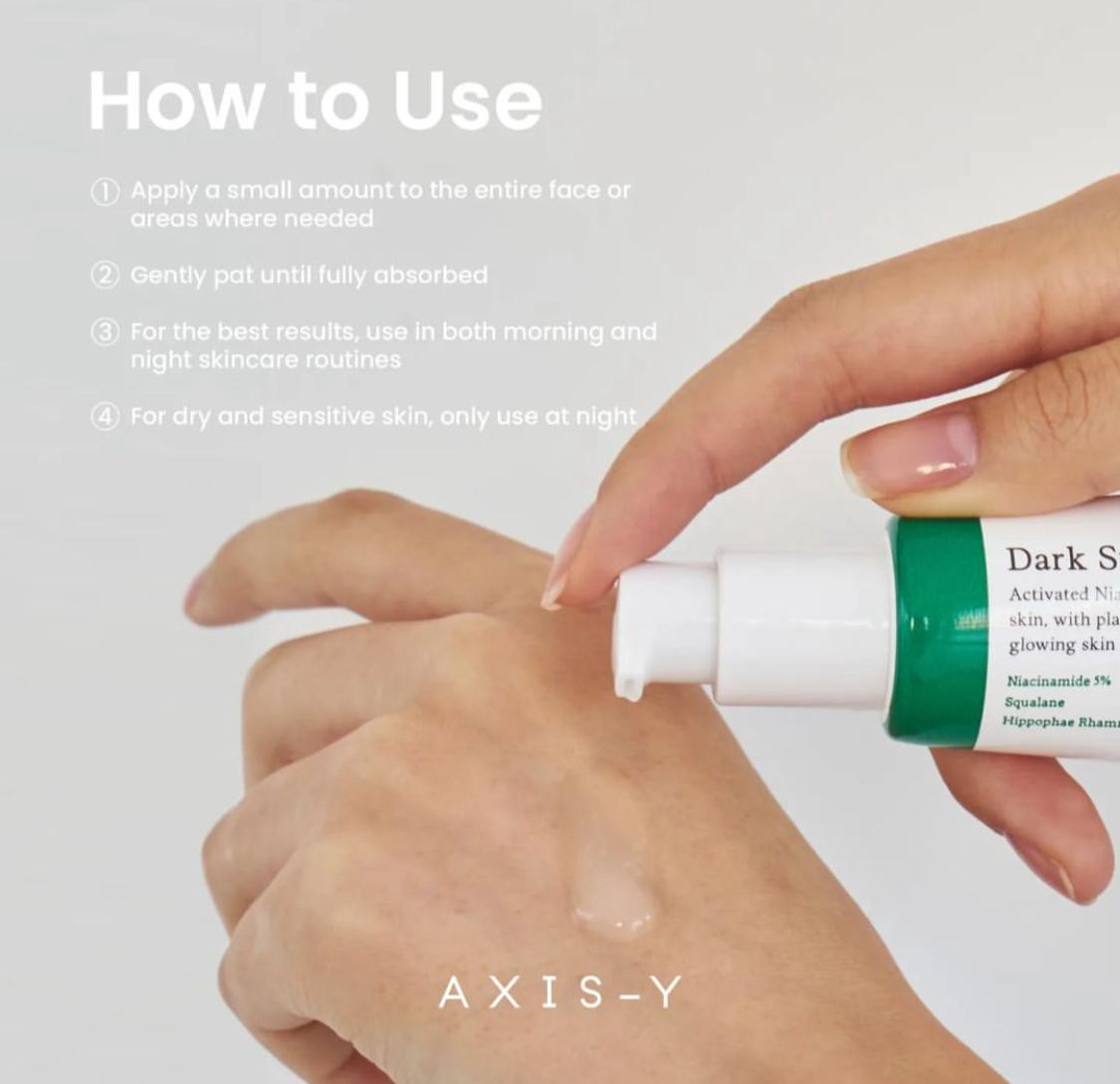 AXIS-Y Dark Spot Correcting Glow Activated Niacinamide Treats Hyperpigmentation Brightens Improves Uneven Skin Tone Squalane to Retain Skin Moisture ( AXIS Y CREAM AXIS Y SERUM)