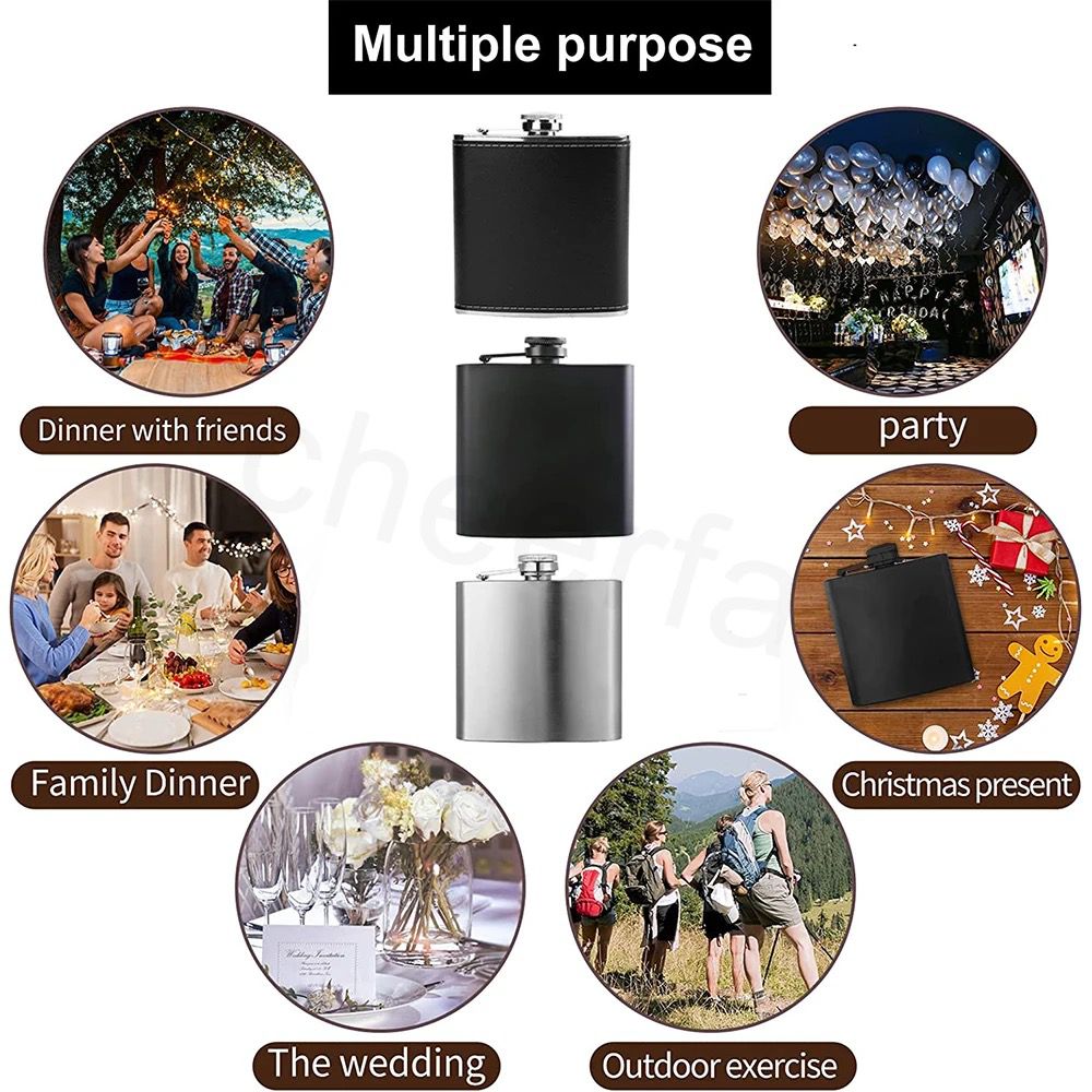 NEW!! TRENDING Portable Alcohol Hip Flask Men Gift Set for Liquor 2 Shot Stainless Steel Cups Funnel Stainless Steel Alcohol Storage Outdoors Road Trips Events Weddings Boyfriend Gift Guy Friend Gift