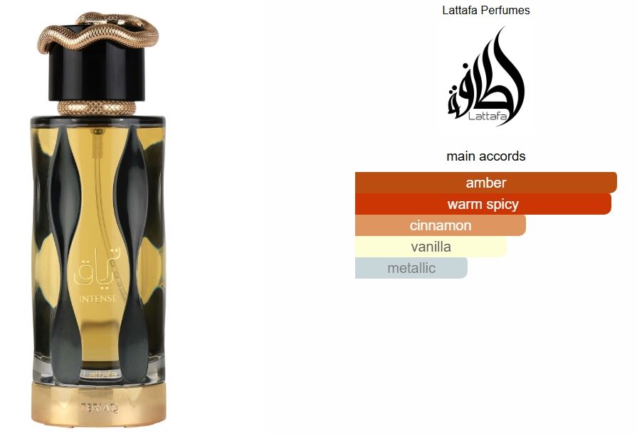 Lattafa Teriaq Unisex Perfume for Men and Women Oriental Spicy Fragrance 100ml (Variations: Teriaq Gold, Teriaq Intense Black)