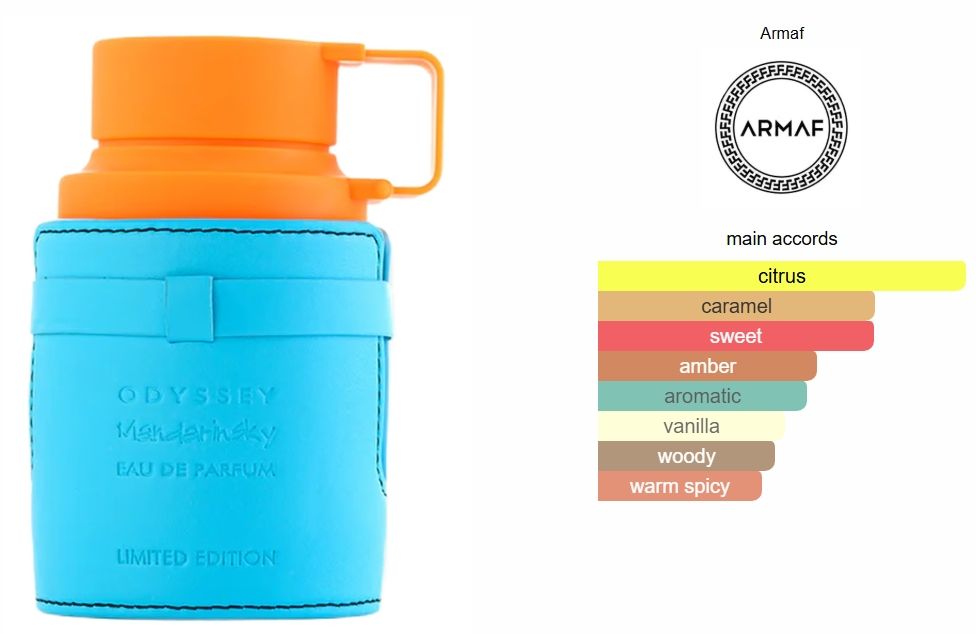 Armaf Odyssey Mandarin Sky Fragrance for Men 100ml Main Notes Mandarin Caramel Vetiver Zesty Citrus with Warm Woody Undertones