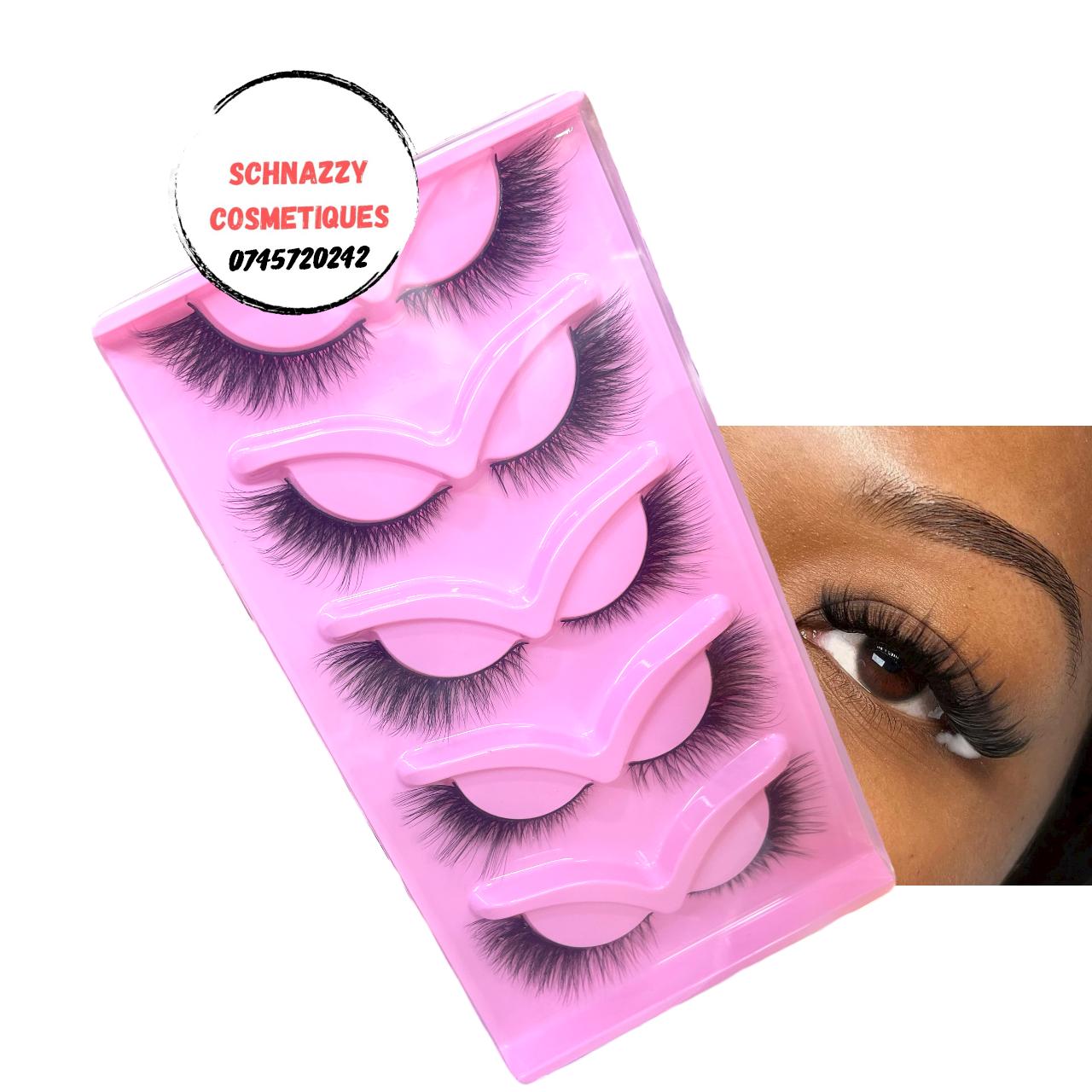 5 Pairs Reusable Cluster Mink Cat Eye Eyelashes Self Adhesive Lash Strip (Glue Needed) Light As Air