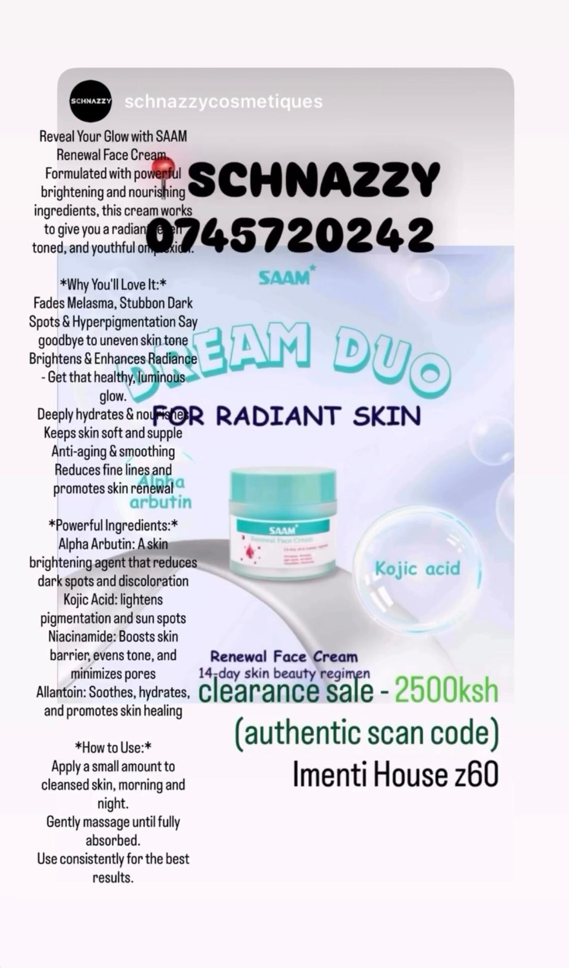 OFFER!!! AUTHENTIC SAAM CREAM Face Renewal Face Cream with Scan Code for Melasma Age Spots Hyperpigmentation Sunburn Red Face Reveal Brighter Even Toned Radiant Skin