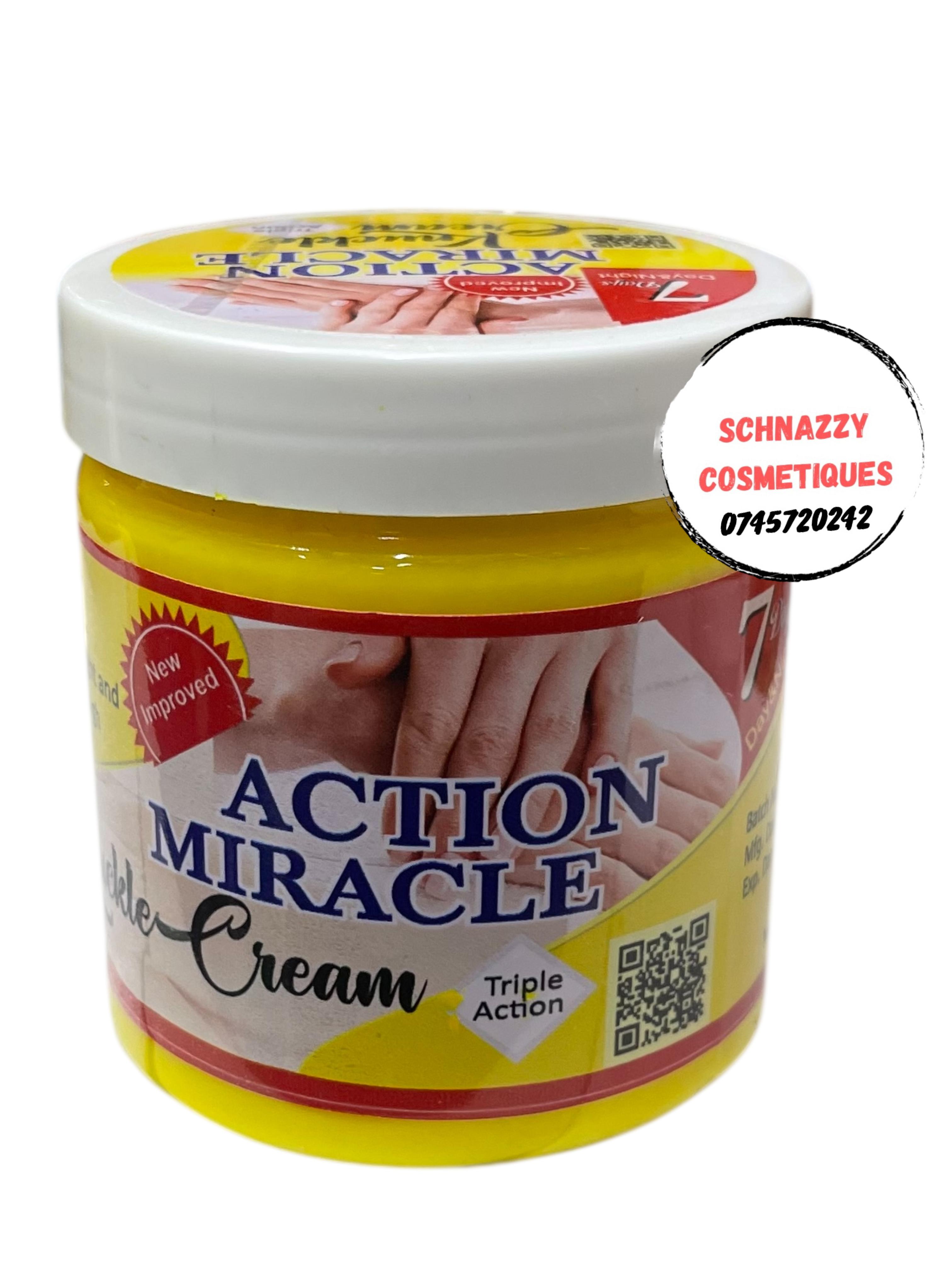 Action Miracle Cream for Dark Hyperpigmentation on Hands Fingers Smoother Refined Skin Accelerates Repair of Skin Damage Improves Texture Clarifies the Complexion Unifying Formula Evens Out Skin Tone