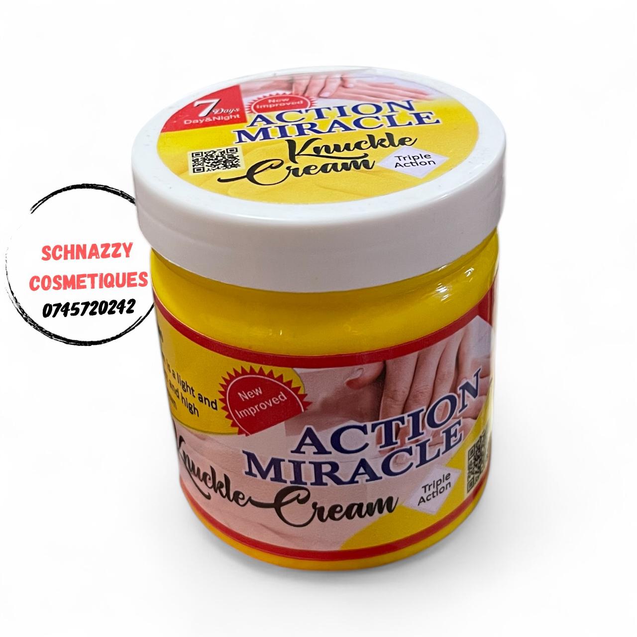 Action Miracle Cream for Dark Hyperpigmentation on Hands Fingers Smoother Refined Skin Accelerates Repair of Skin Damage Improves Texture Clarifies the Complexion Unifying Formula Evens Out Skin Tone