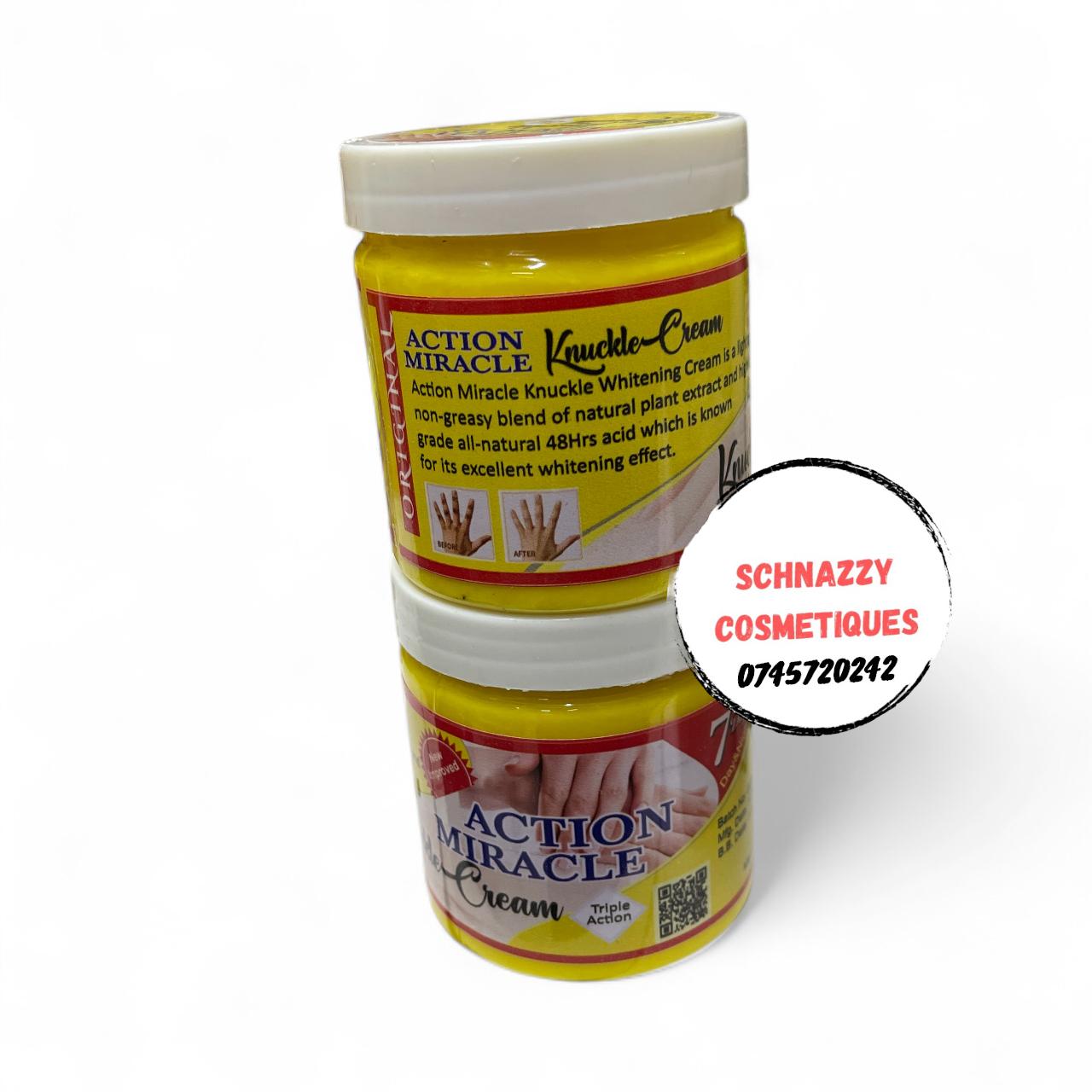 Action Miracle Cream for Dark Hyperpigmentation on Hands Fingers Smoother Refined Skin Accelerates Repair of Skin Damage Improves Texture Clarifies the Complexion Unifying Formula Evens Out Skin Tone