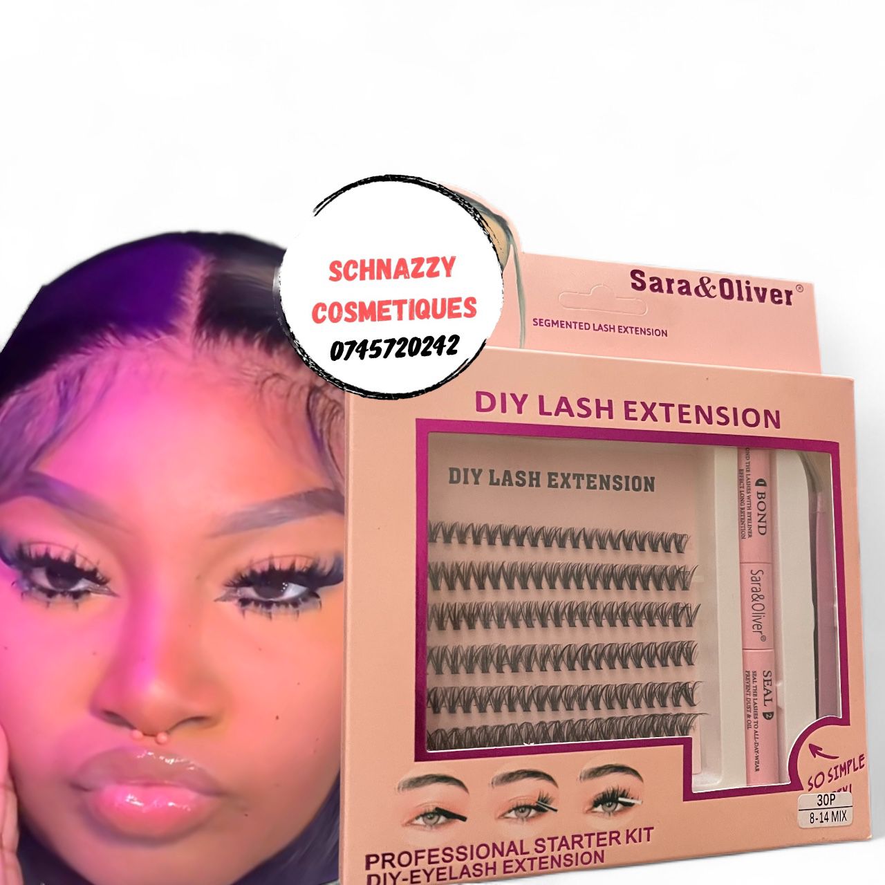 Cluster Individual Eyelash Extension Reusable Cluster Mink Curl Eye Eyelashes DIY Lash Kit with Adhesive and Tweezer Light as Air