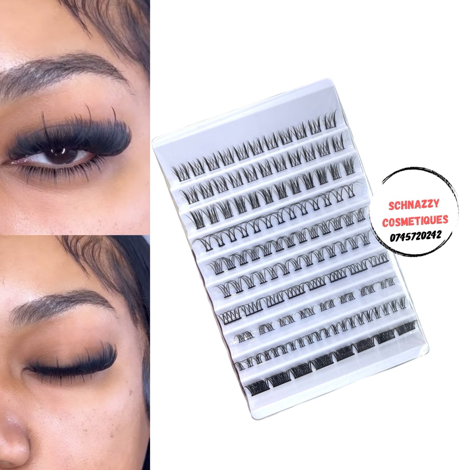Clustered Assorted Lengths Lashes 6D Mink Lash Fluffy Full Baddie Lashes Mini Strips Faux Human Hair Thick Dark Lashes